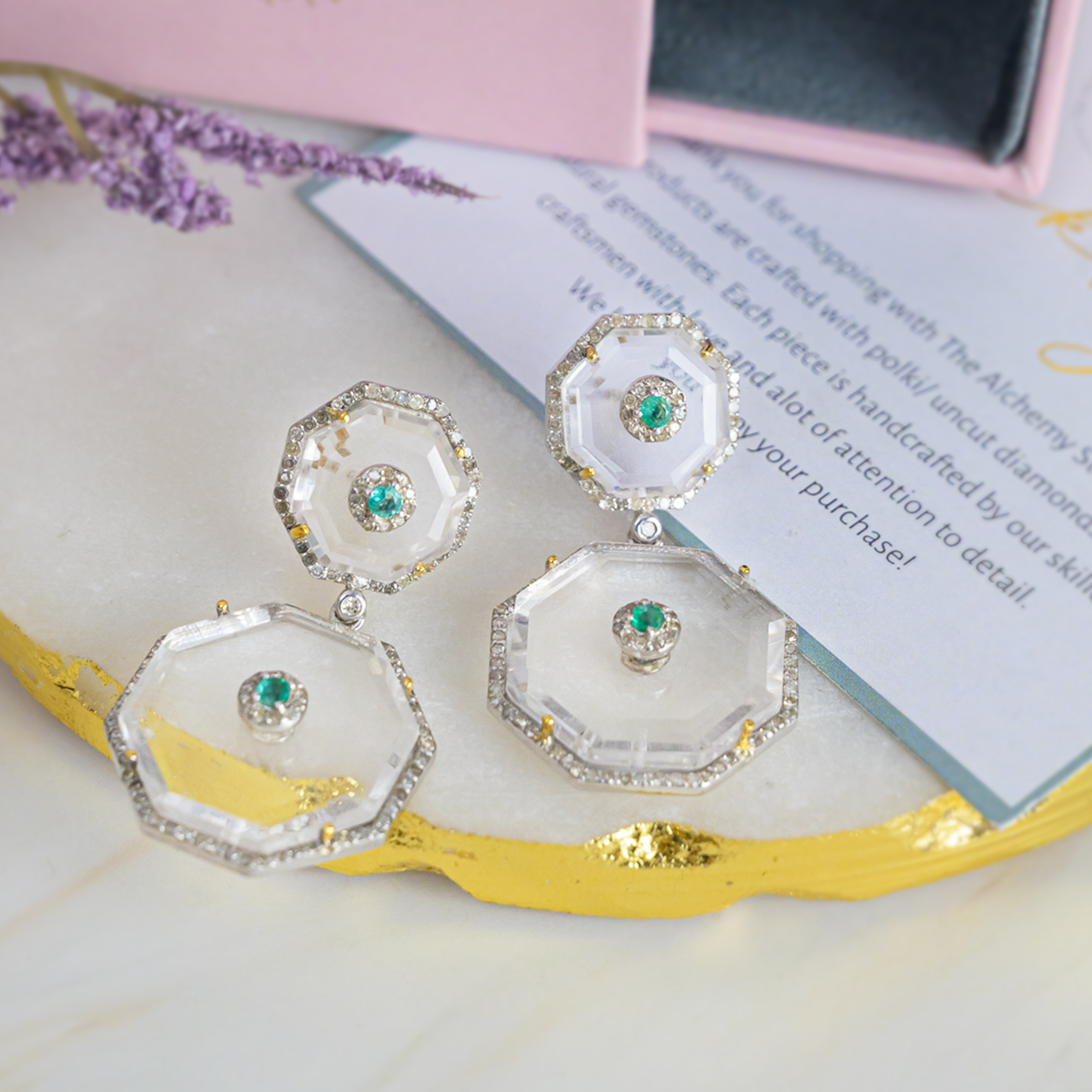 Naomie Diamond Emerald Crystal Earrings