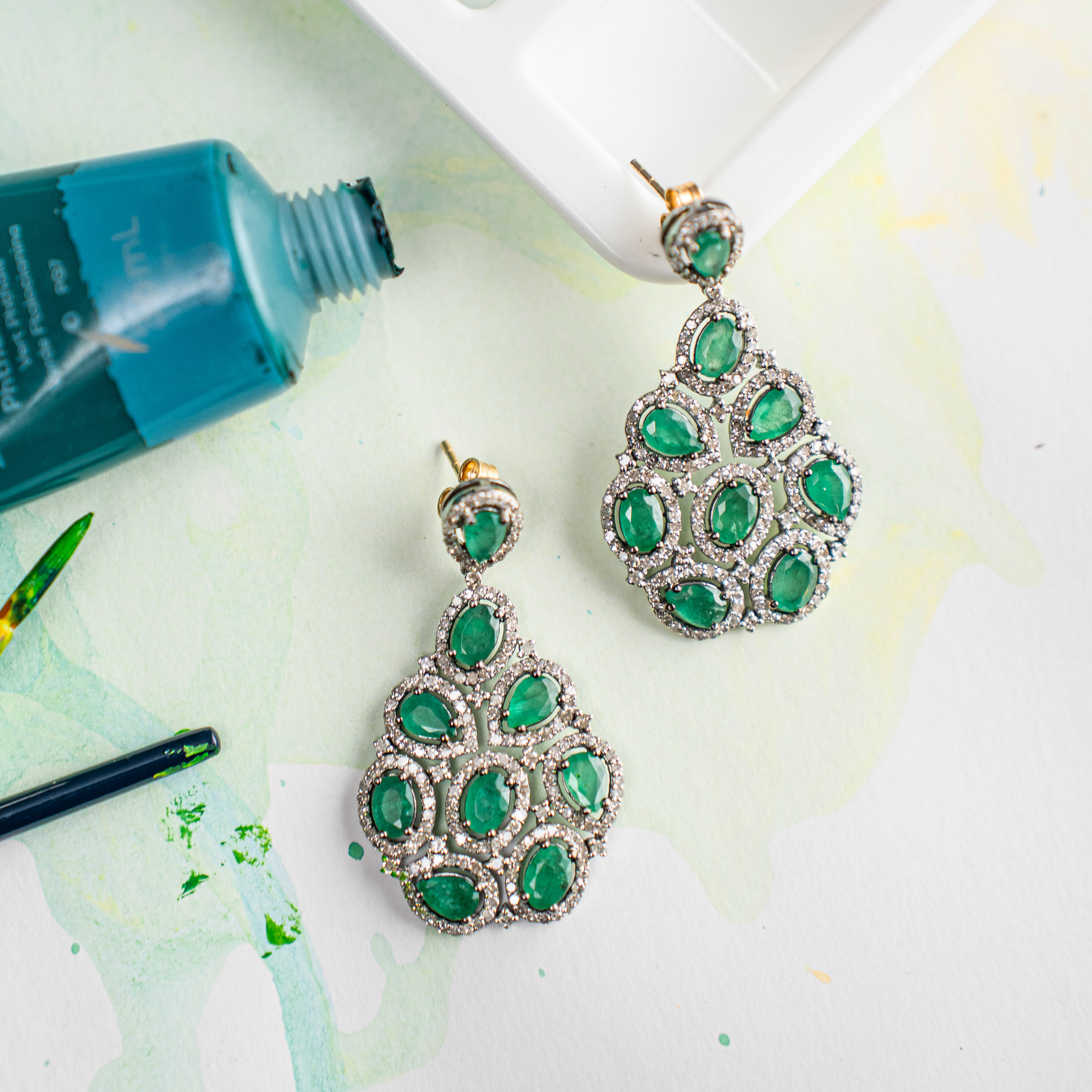Erelah Diamond Emerald Earrings