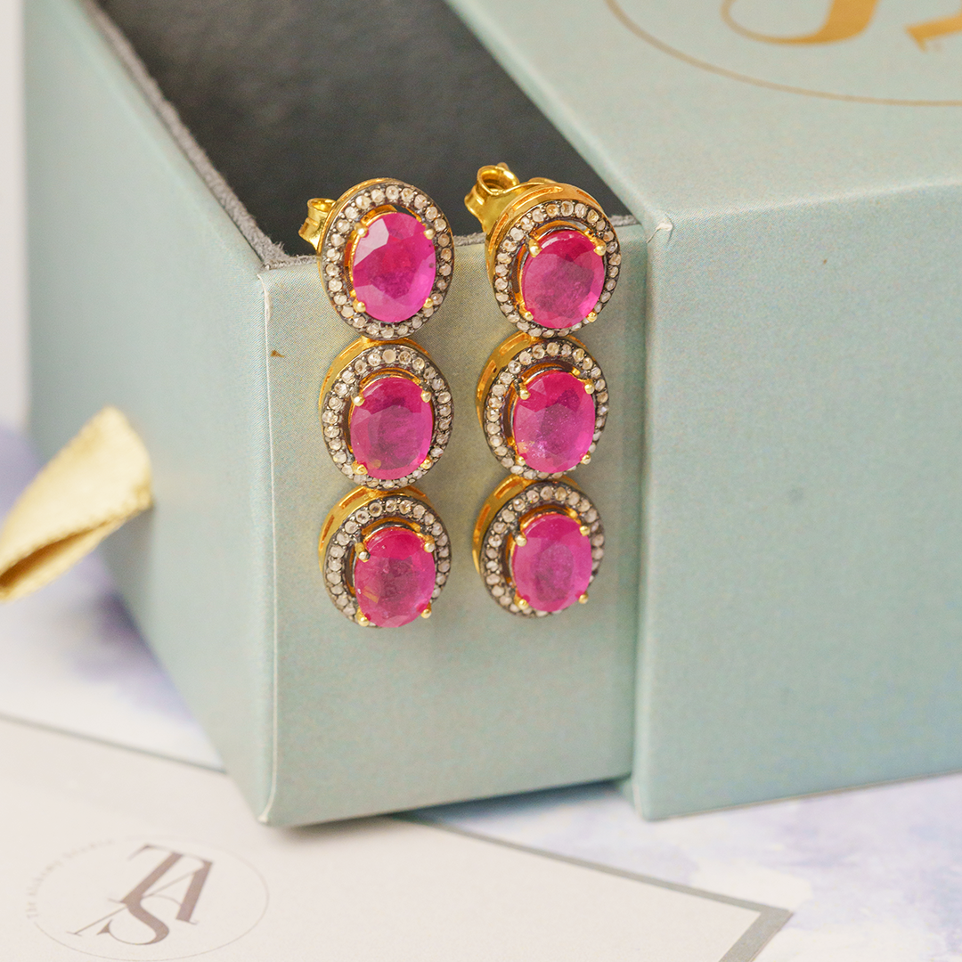 Elodie Diamond Ruby Earrings