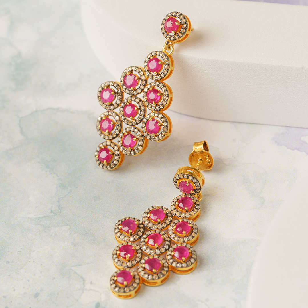 Iris Diamond Ruby Earrings
