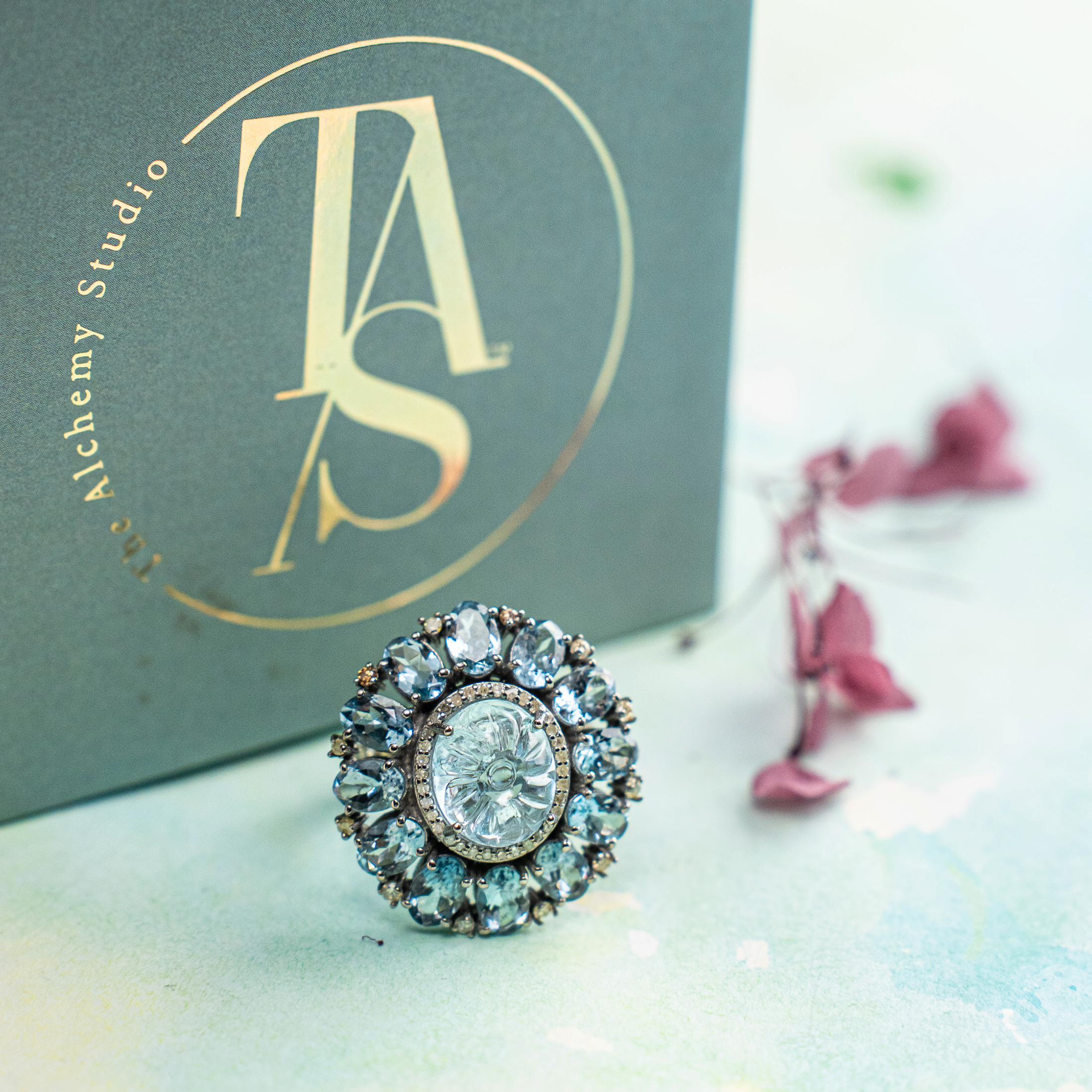 Kristy Diamond Aquamarine Ring