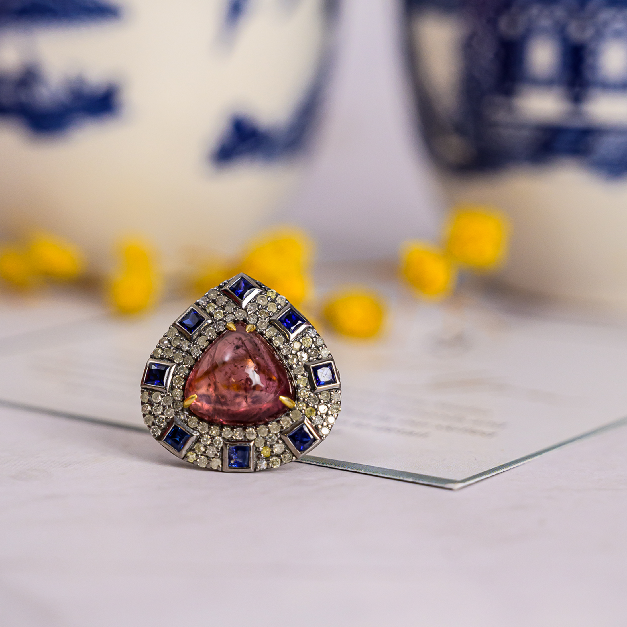 Gema Diamond Tourmaline Blue Sapphire Ring