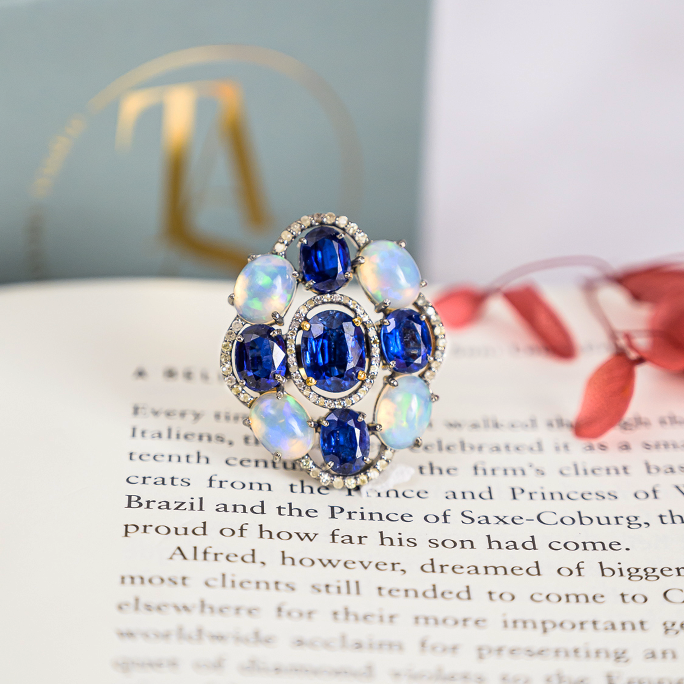 Eliora Diamond Sapphire Opal Ring