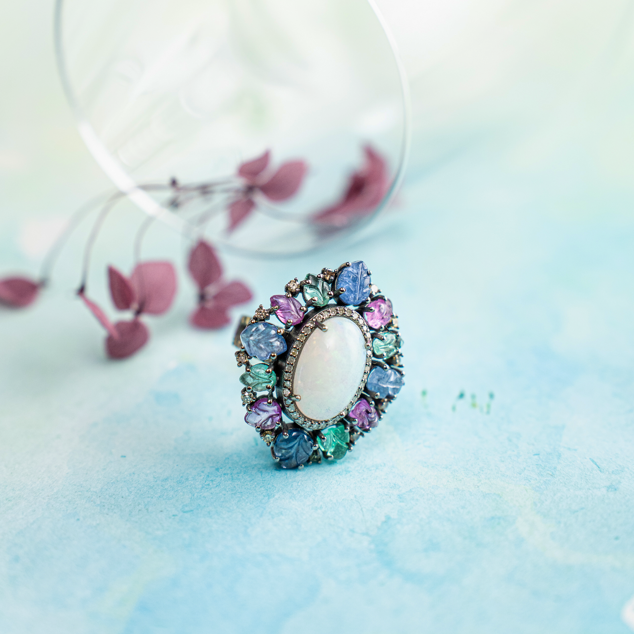 Delphi Diamond Opal Tourmaline Ring