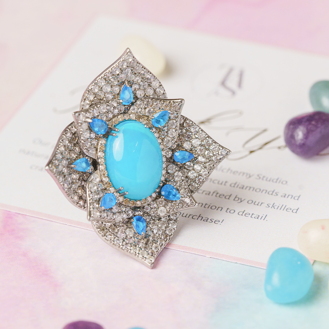 Oasis Blue Opal White Sapphire Ring