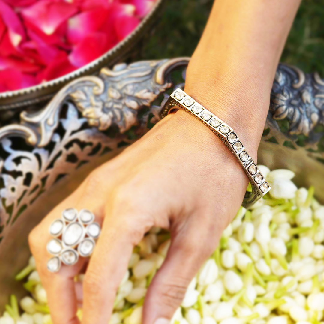 Hexagon Polki Bangle