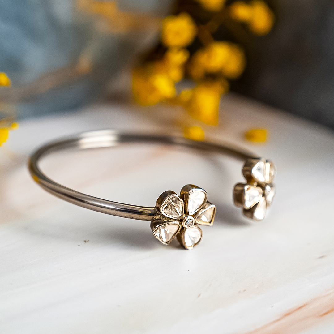 Dual Flower Polki Cuff