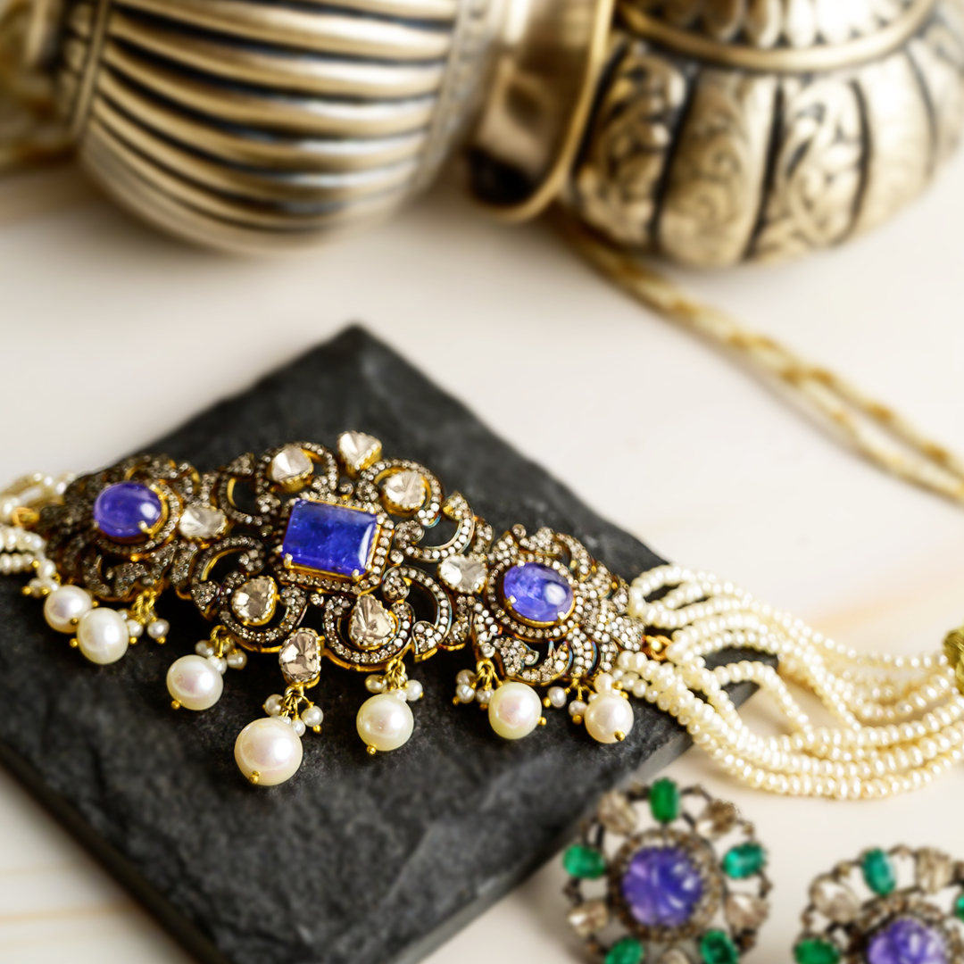 Classique Victorian Polki Tanzanite Choker
