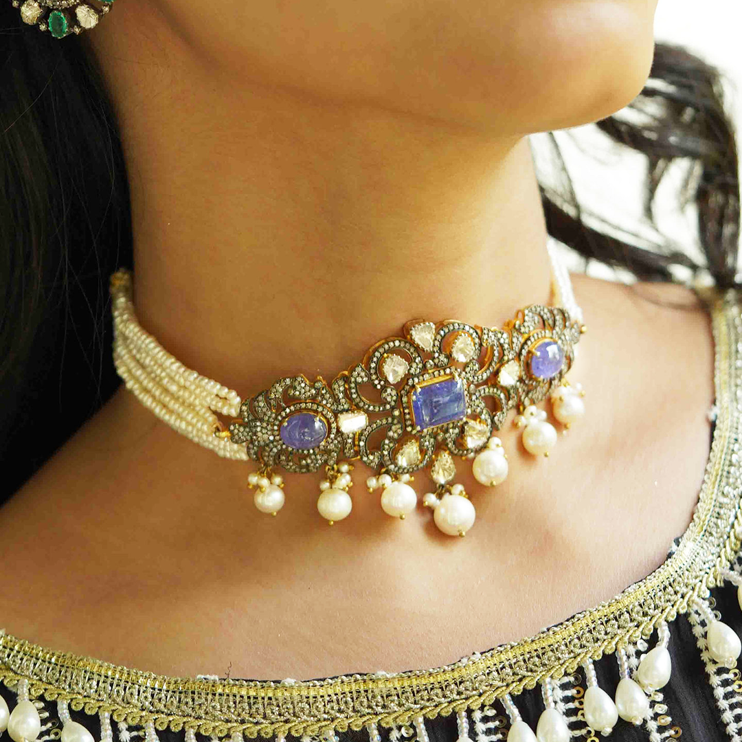 Classique Victorian Polki Tanzanite Choker
