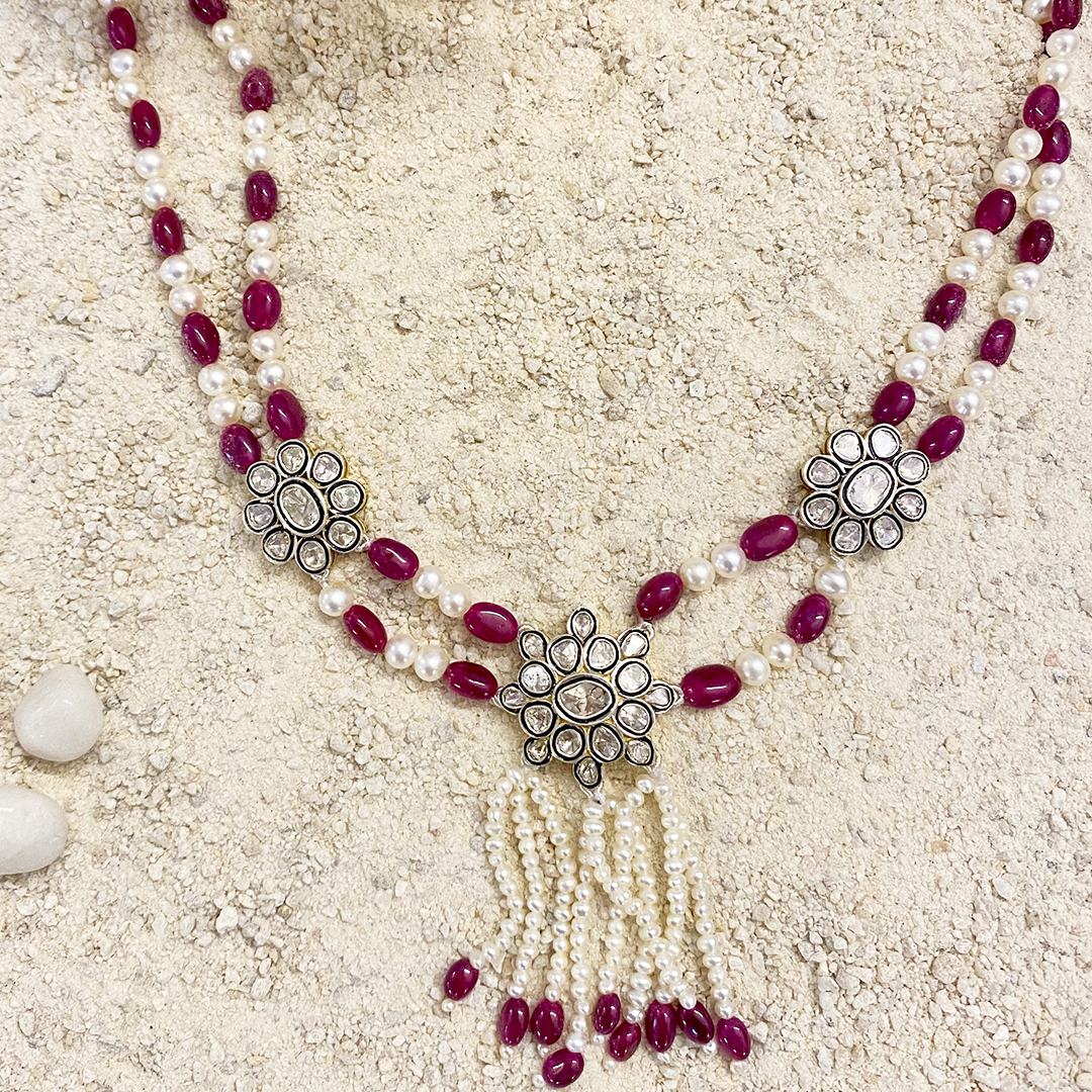 Wildflower Polki Ruby Necklace