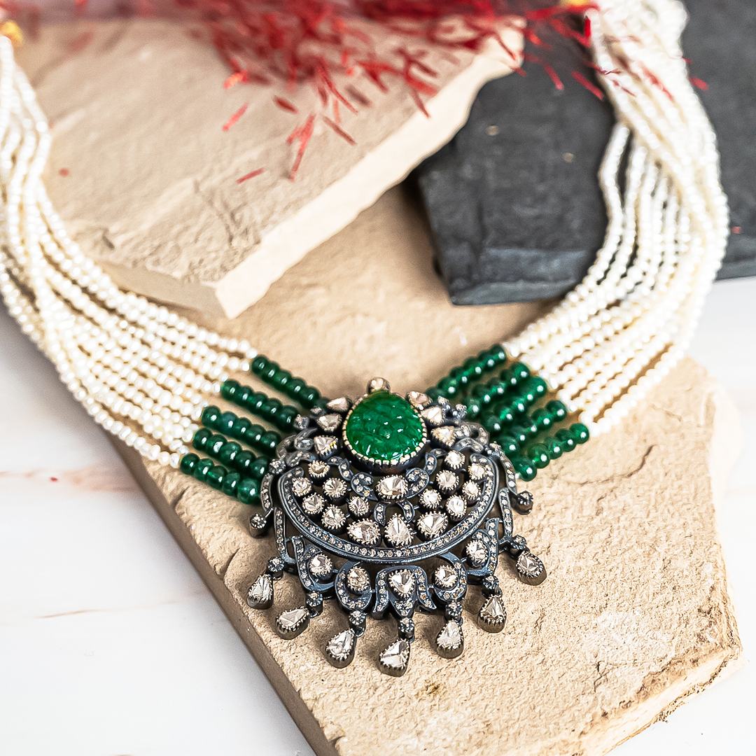 Empress Polki emerald Choker