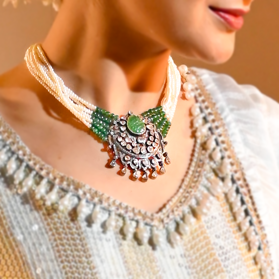 Empress Polki emerald Choker