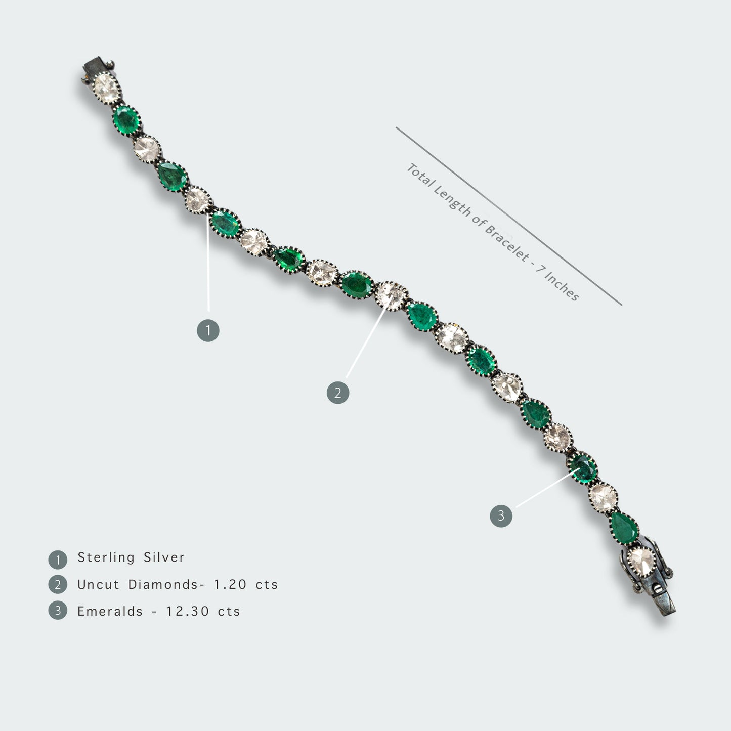 Swanlake Uncut Diamond and Emerald Bracelet