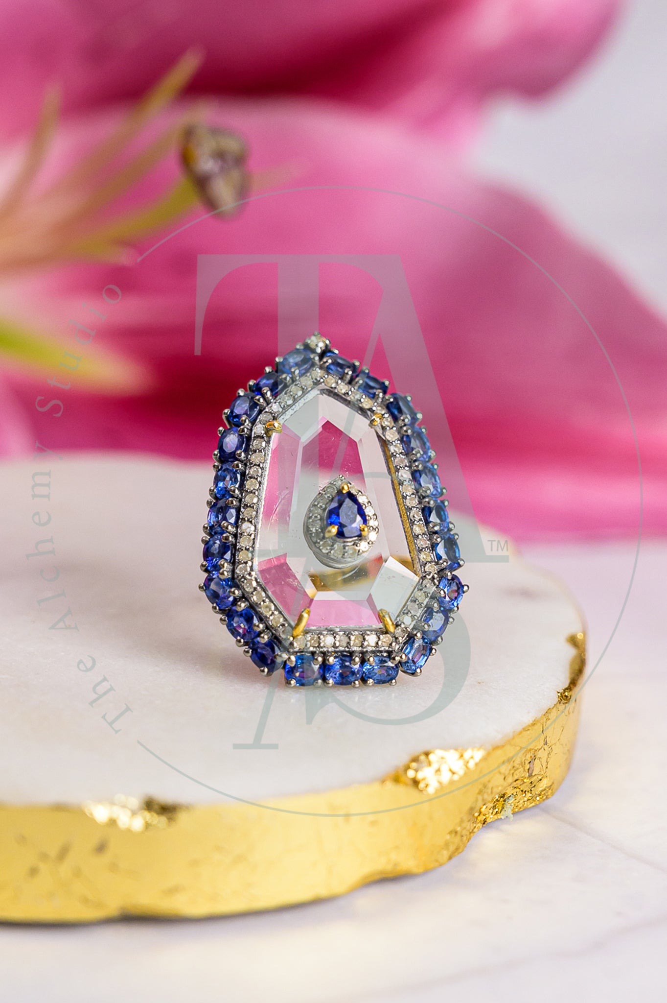 Cairo Crystal and Sapphire Cocktail Ring