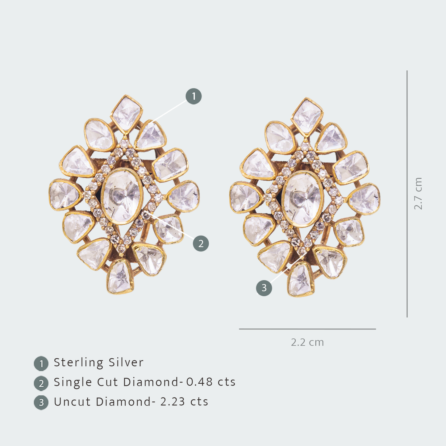 Thea Uncut Diamond Flower Earrings