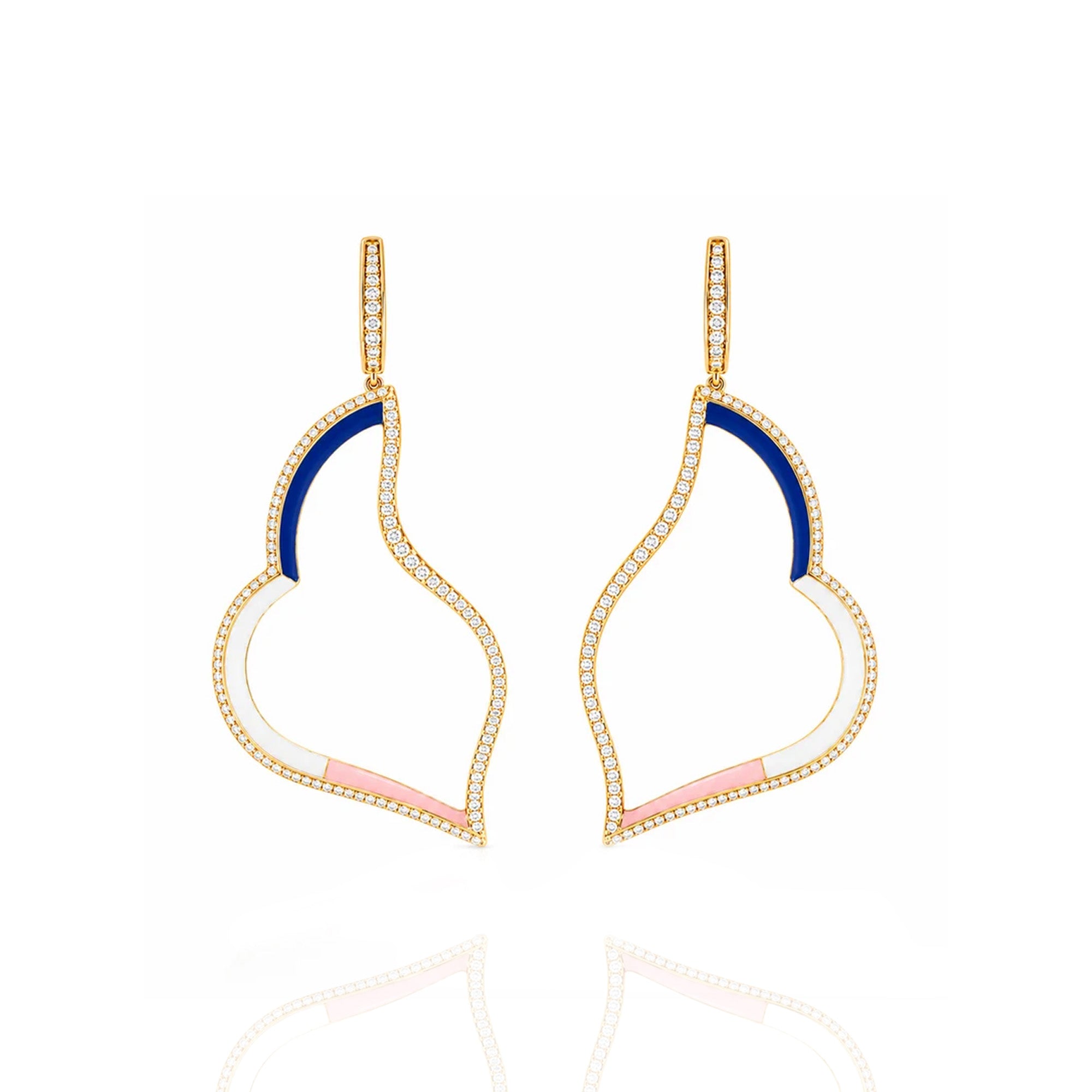 Tricolor Flame Drops Diamond Earrings