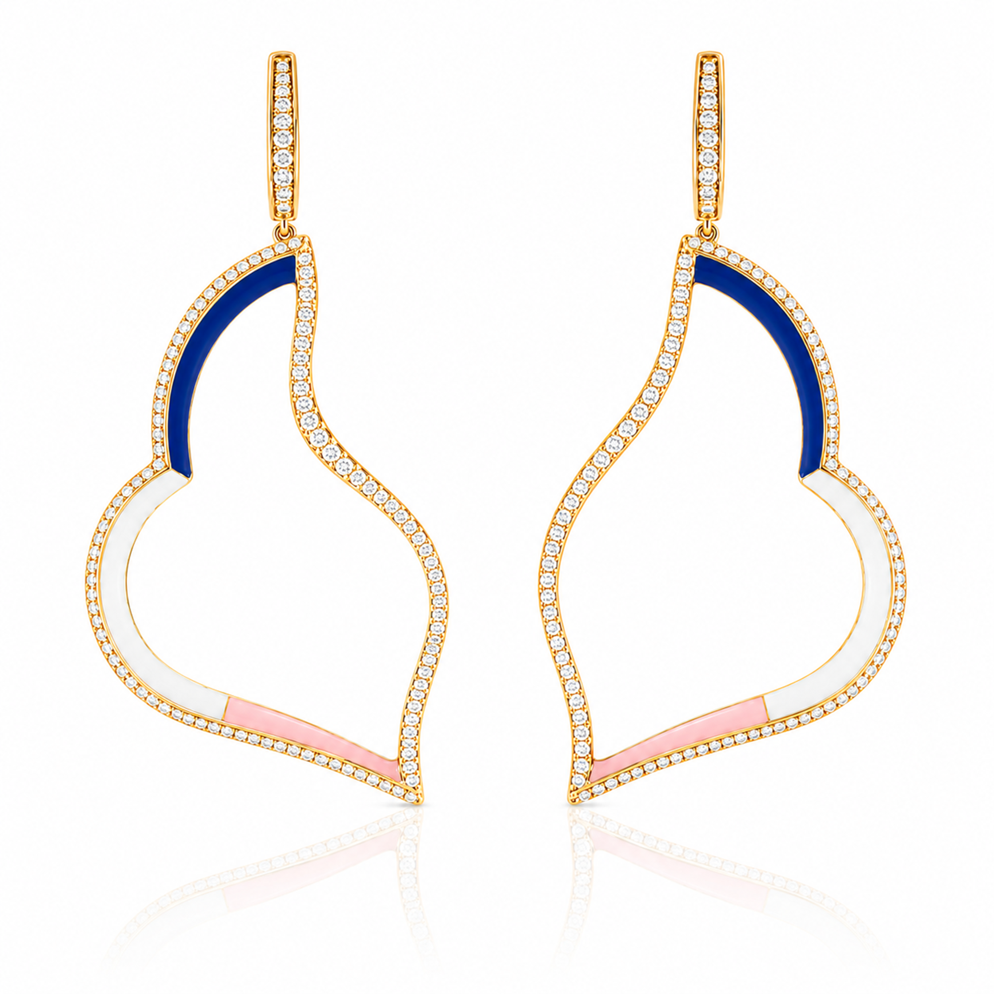 Tricolor Flame Drops Diamond Earrings