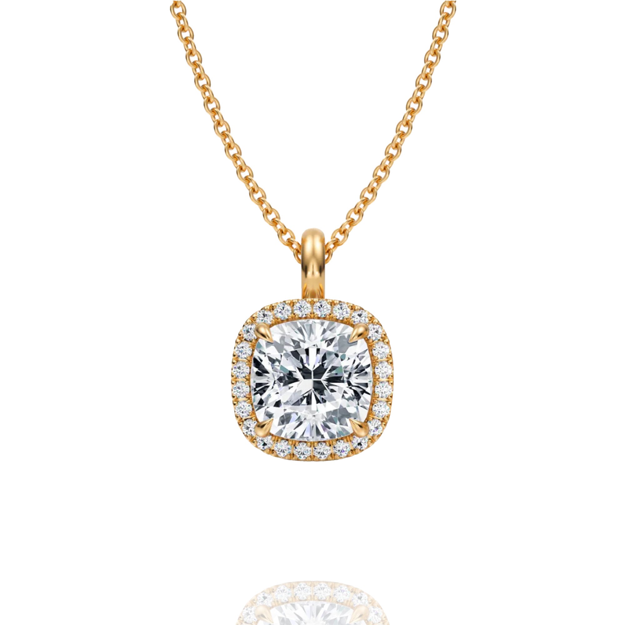 Classic Cushion Lab Grown Solitaire Pendant with Halo