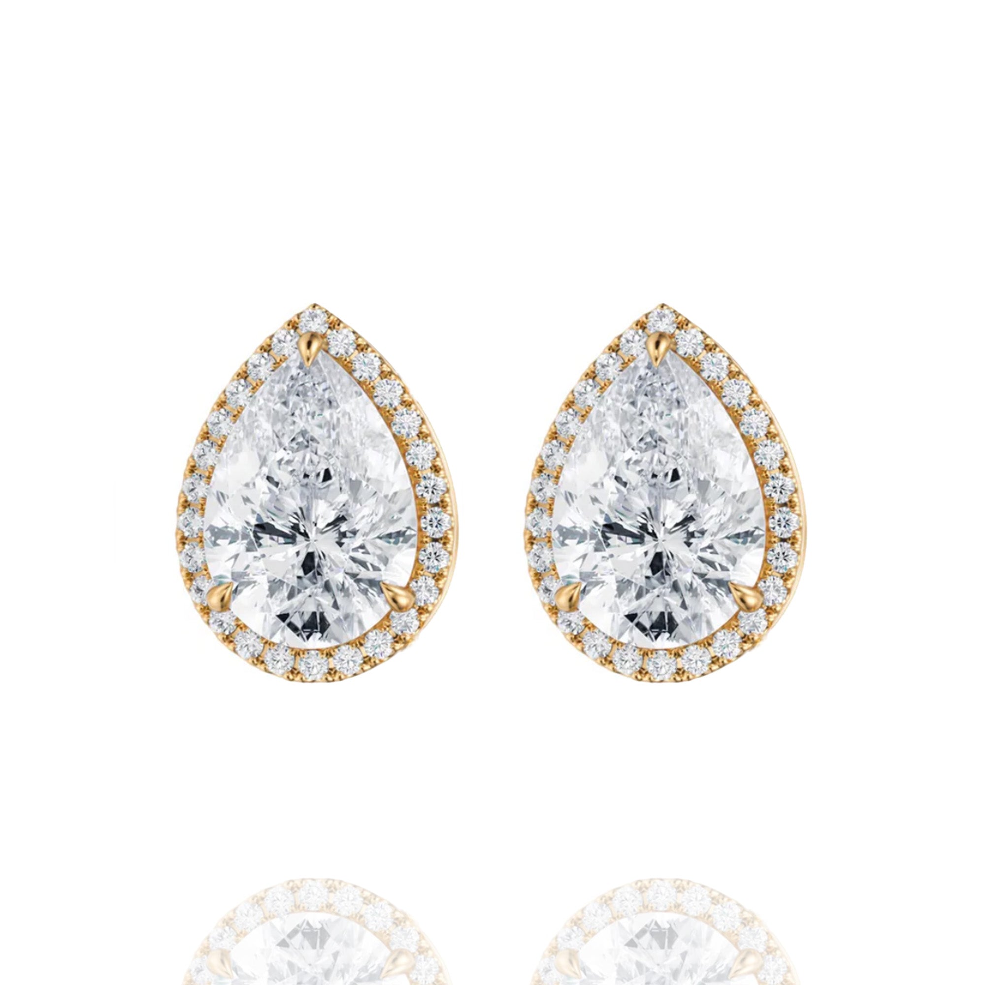classic pear halo lab grown solitaire earrings