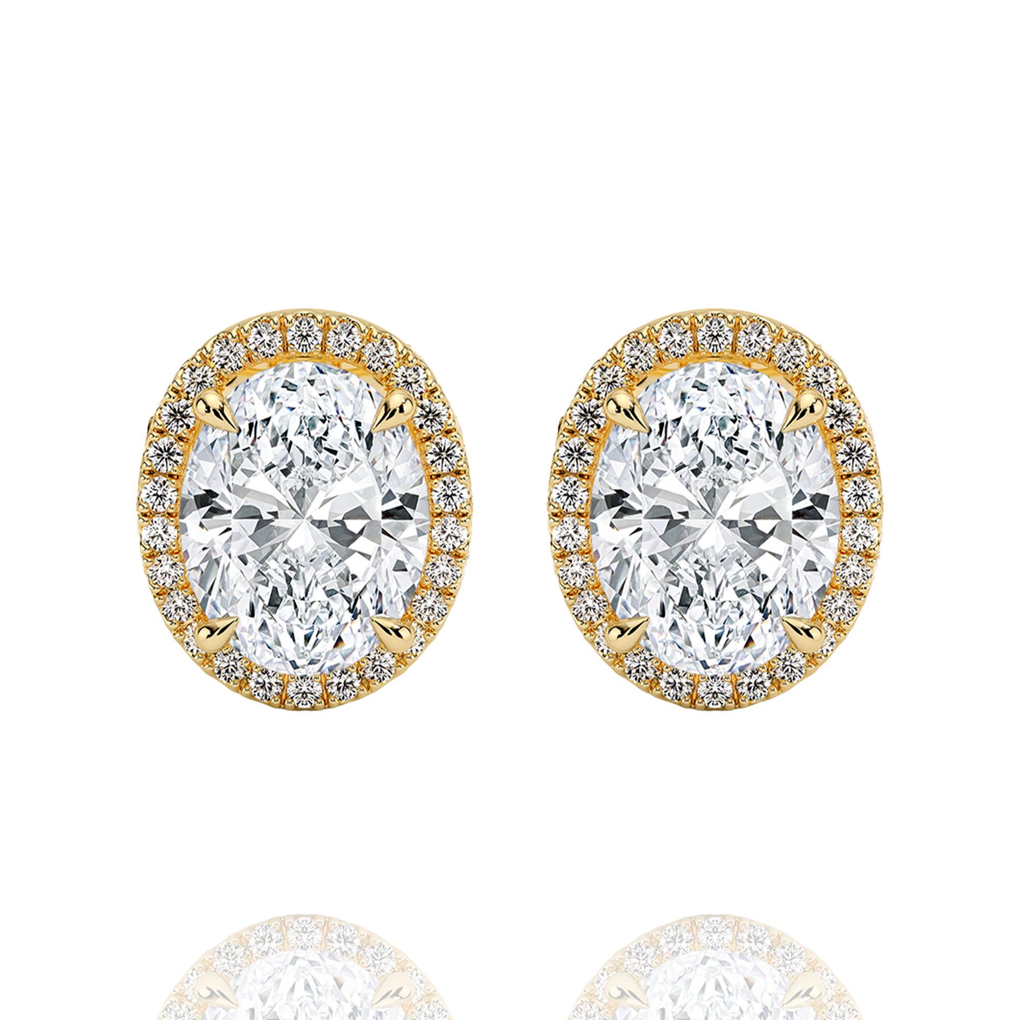 classic halo oval lab grown solitaire earrings