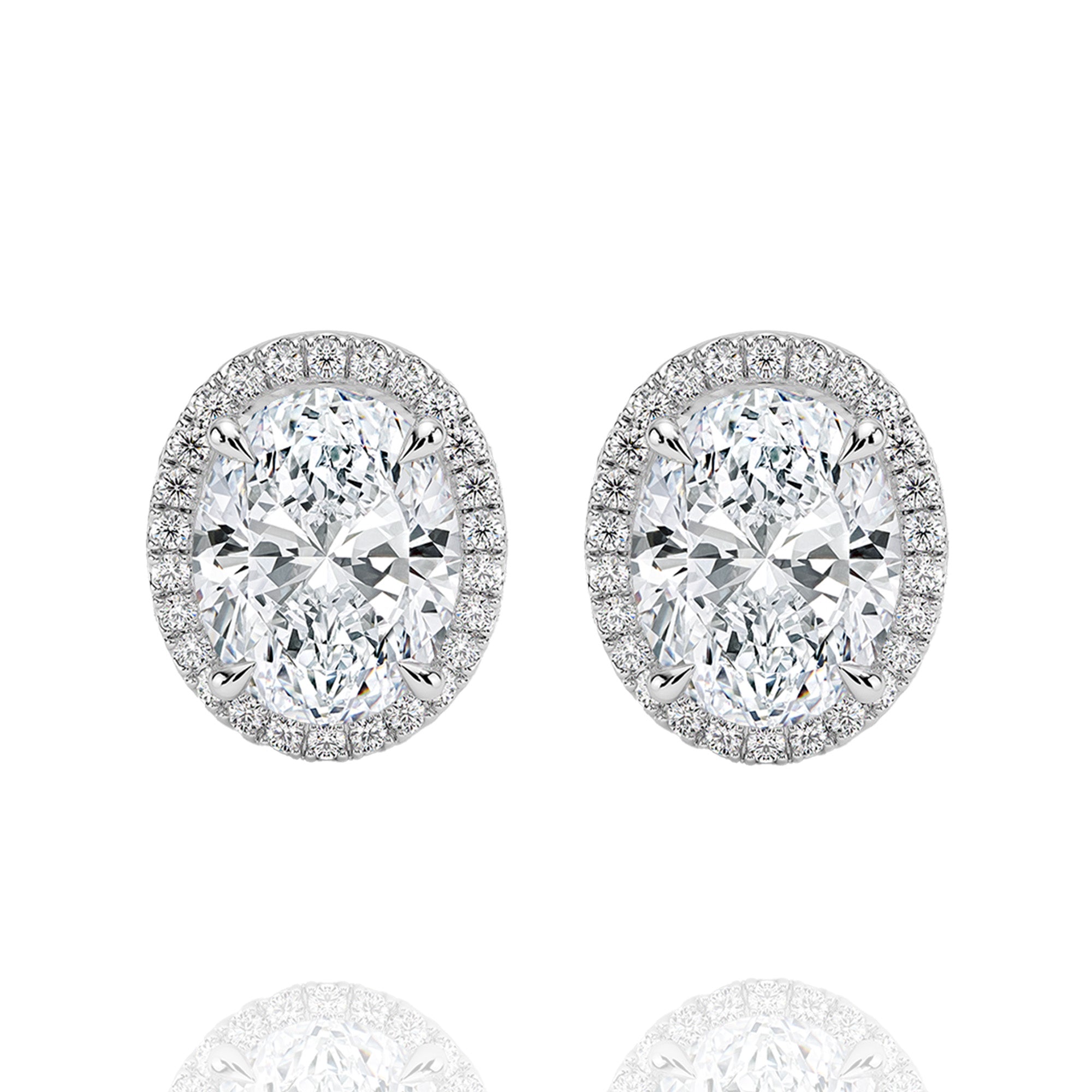 classic halo oval lab grown solitaire earrings