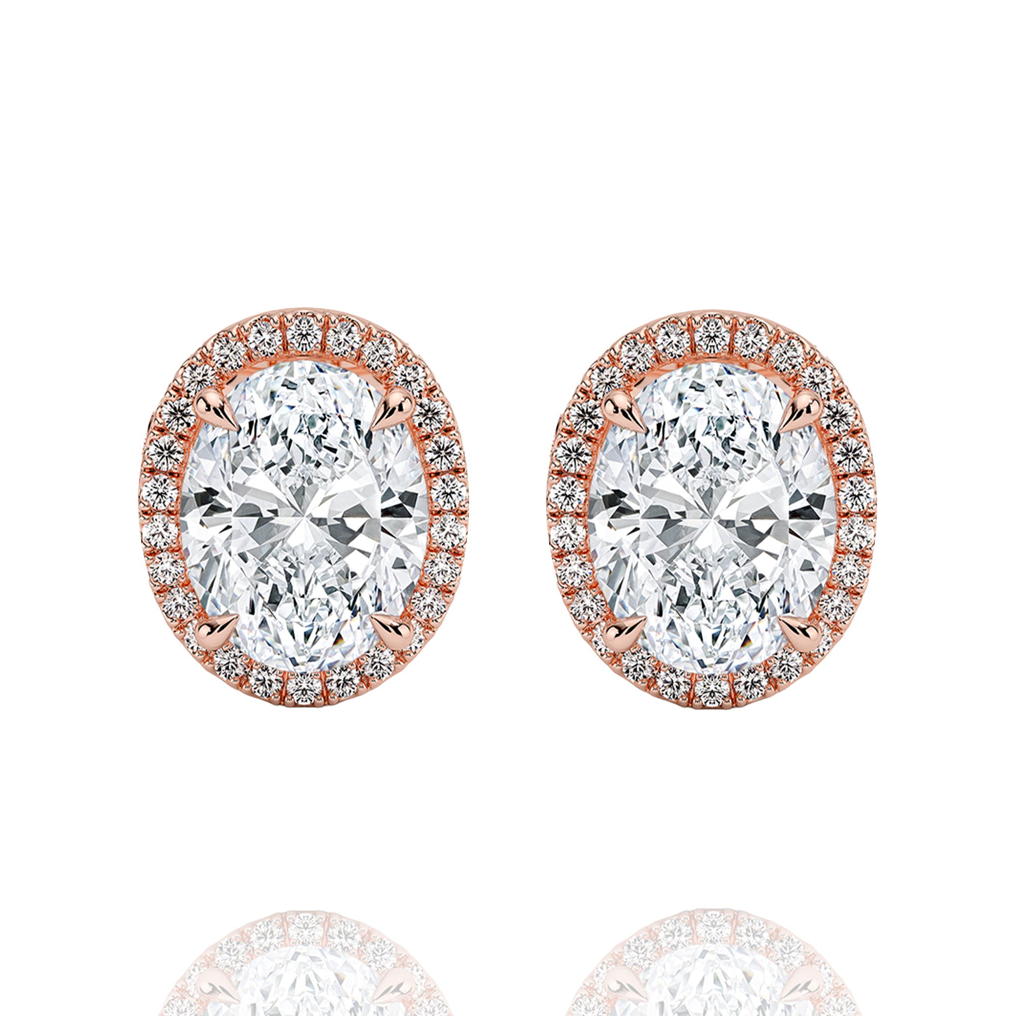 classic halo oval lab grown solitaire earrings