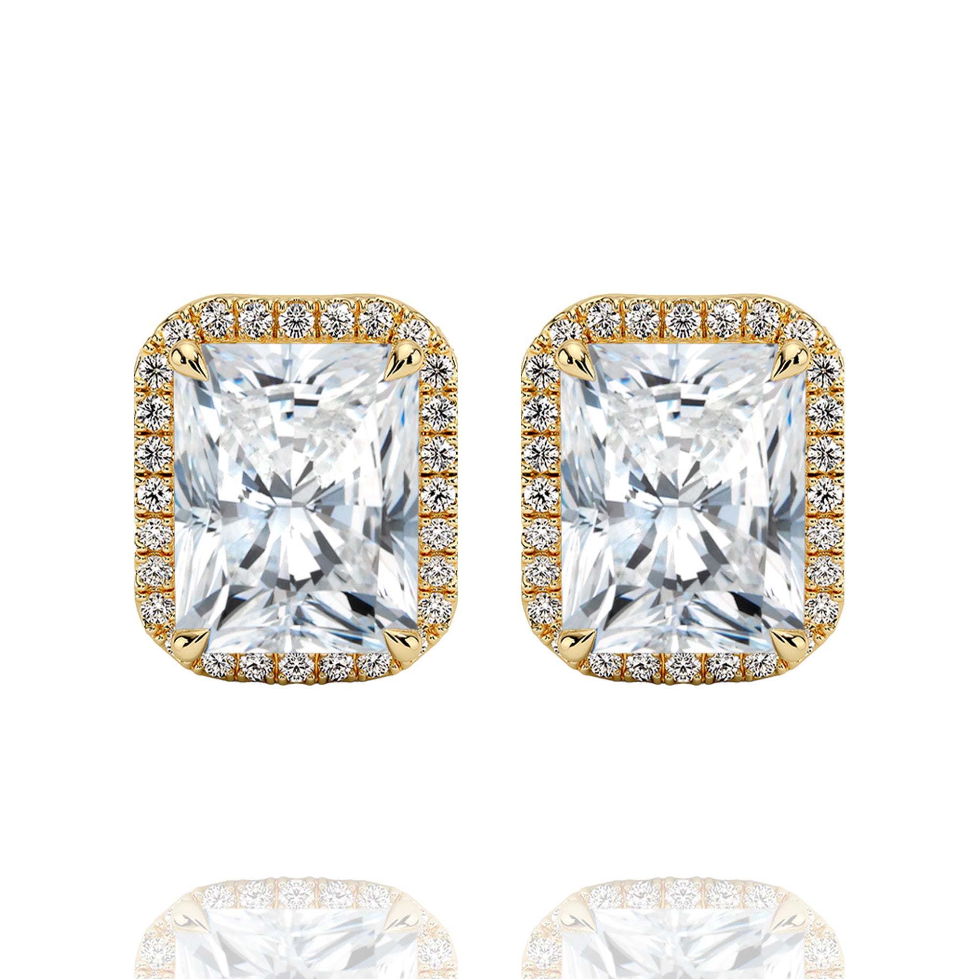 Classic Halo Radiant Lab Grown Solitaire Earrings