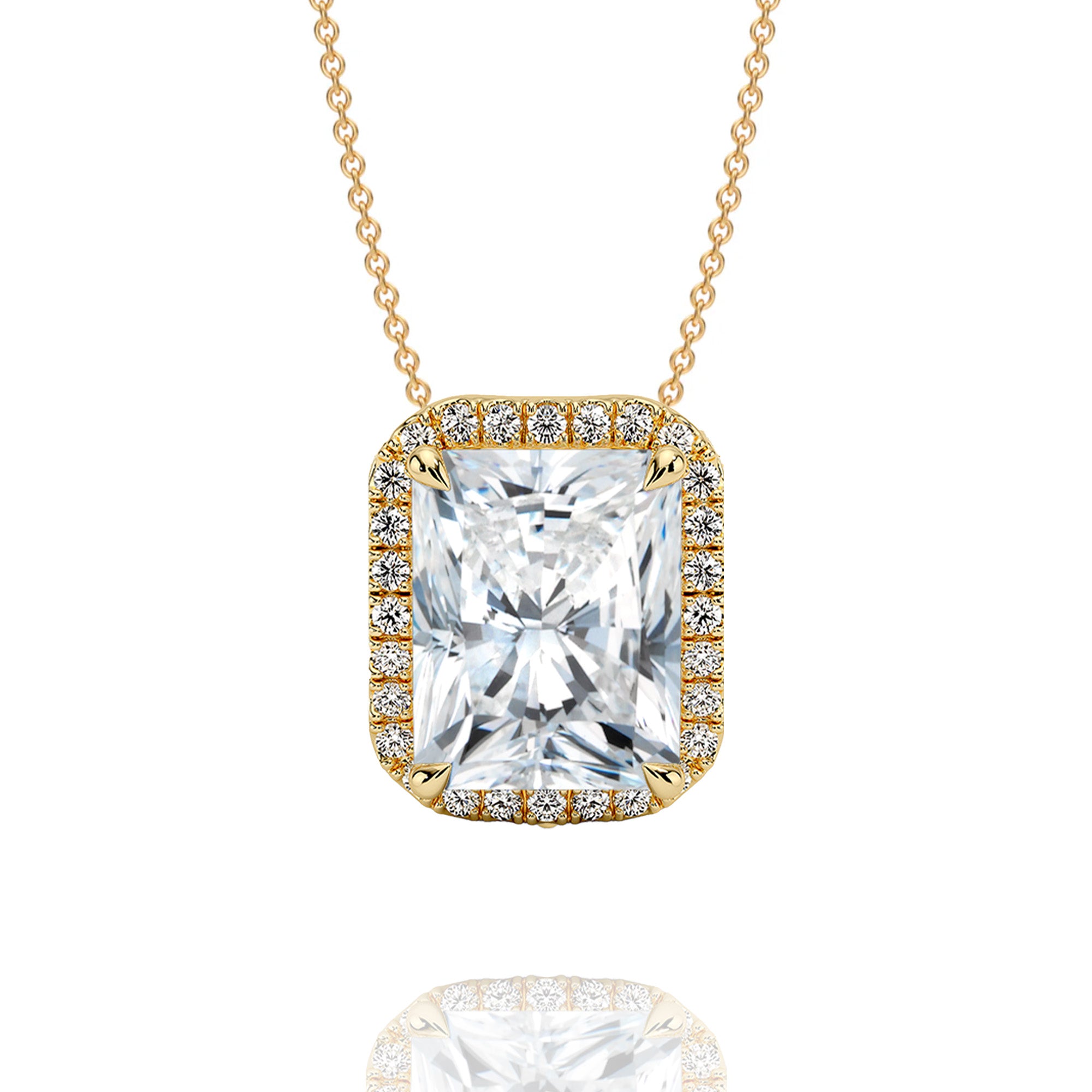 Classic Radiant Lab Grown Solitaire Pendant with Halo