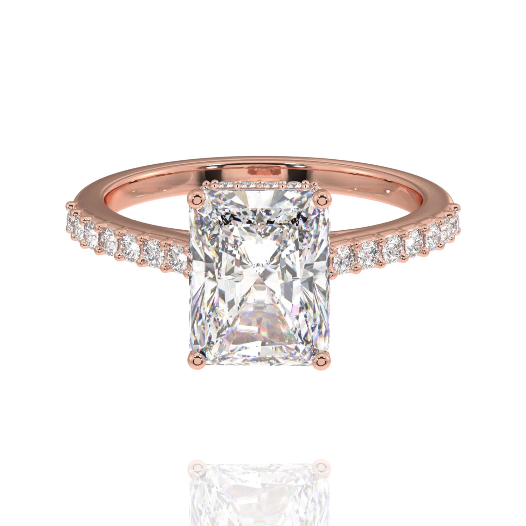 classic radiant lab grown solitaire ring