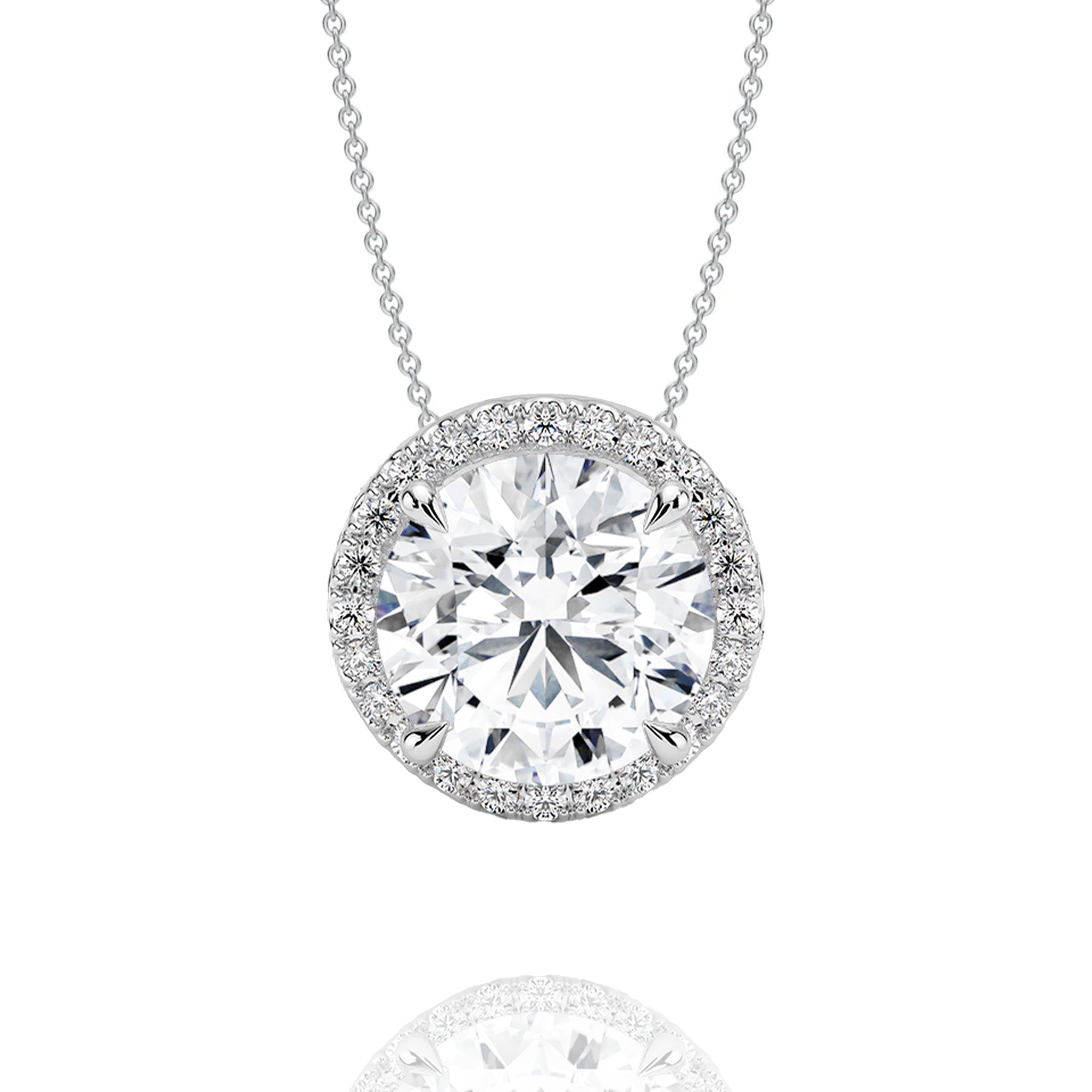Classic Round Lab Grown Pendant with Halo
