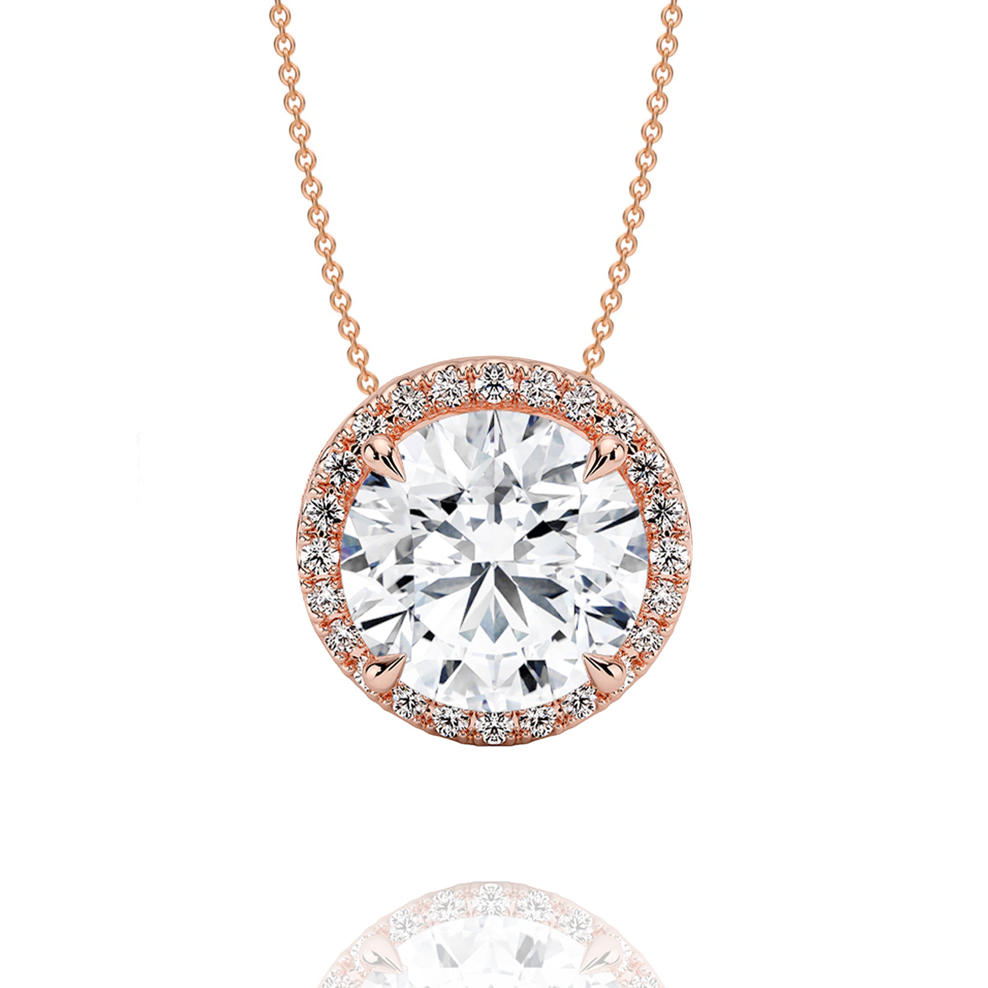 Classic Round Lab Grown Pendant with Halo