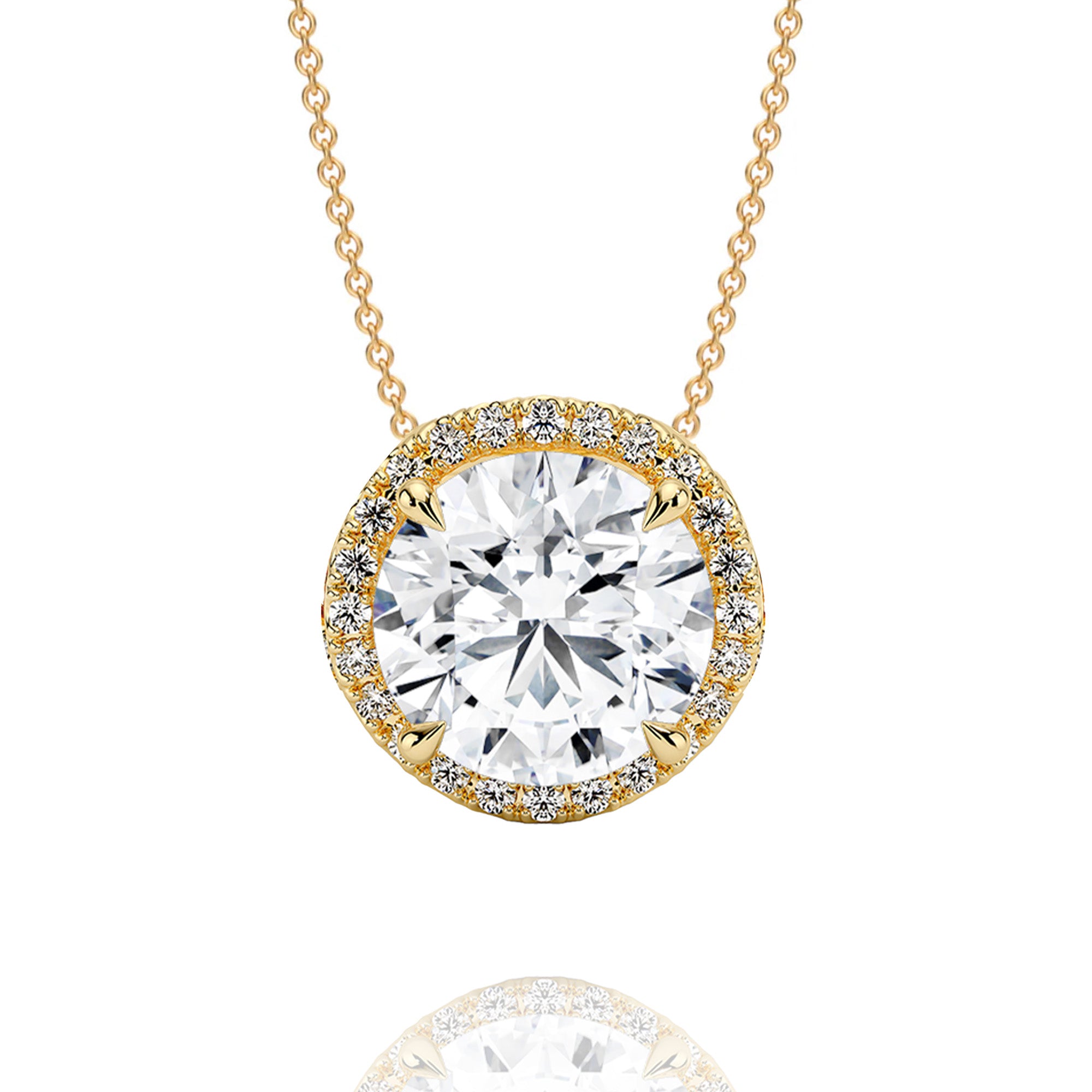 Classic Round Lab Grown Pendant with Halo