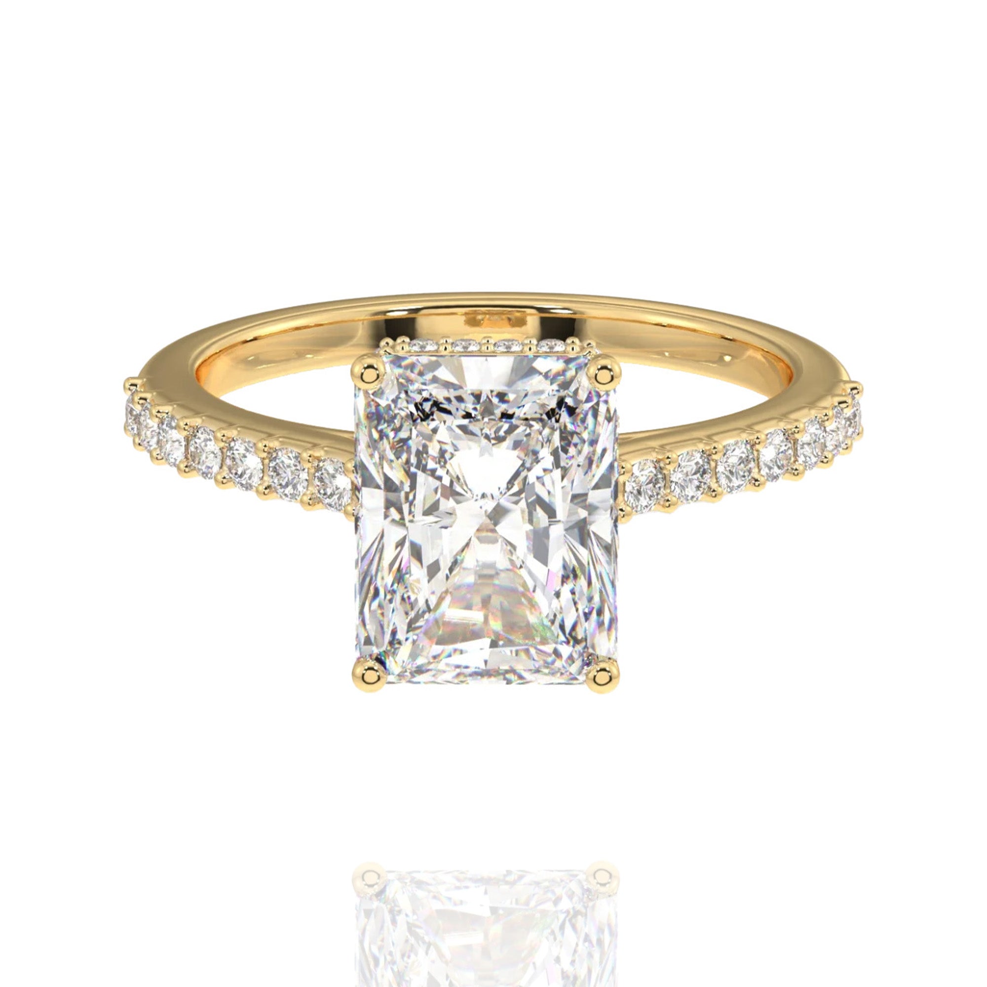 classic radiant lab grown solitaire ring