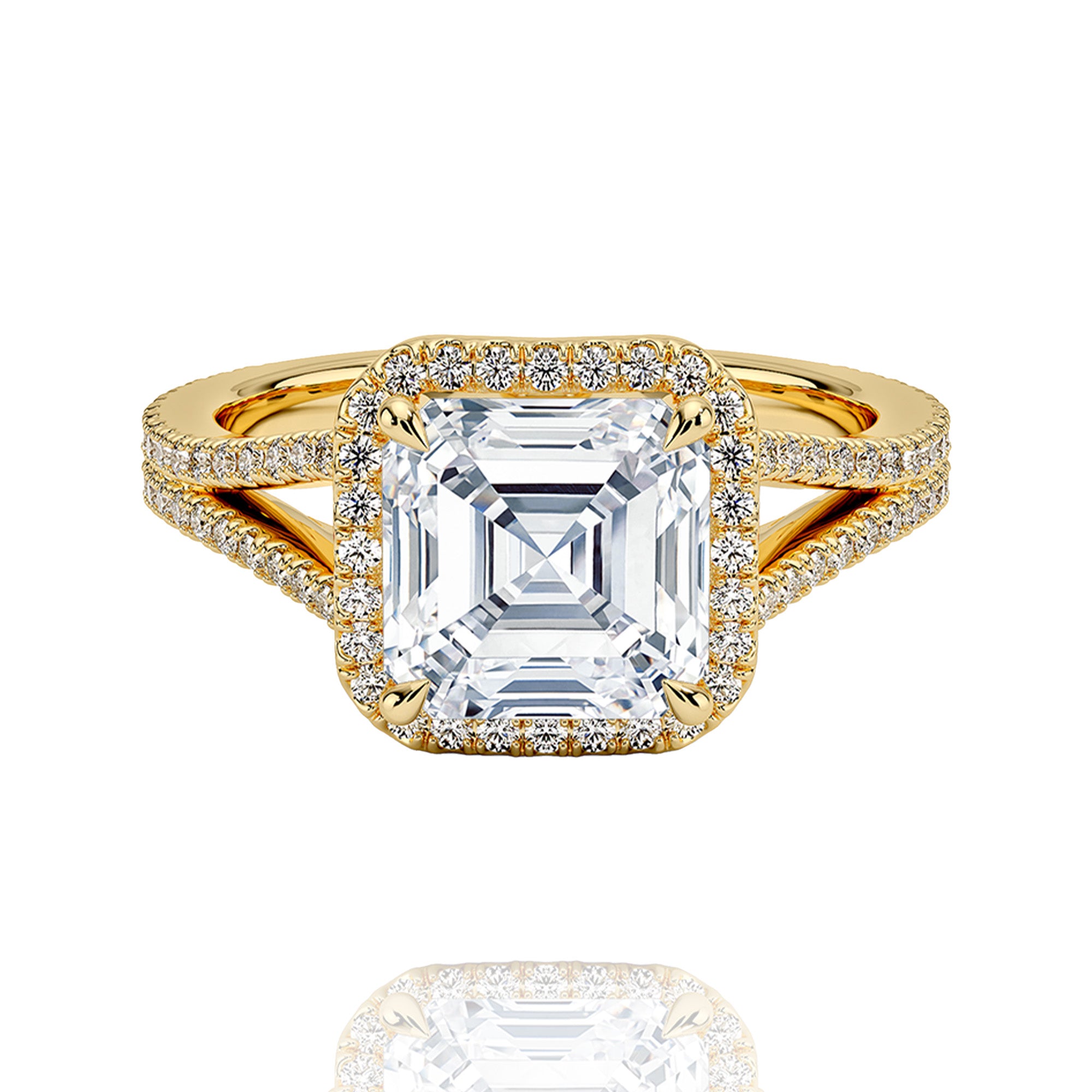 classic halo asher lab grown solitaire Ring