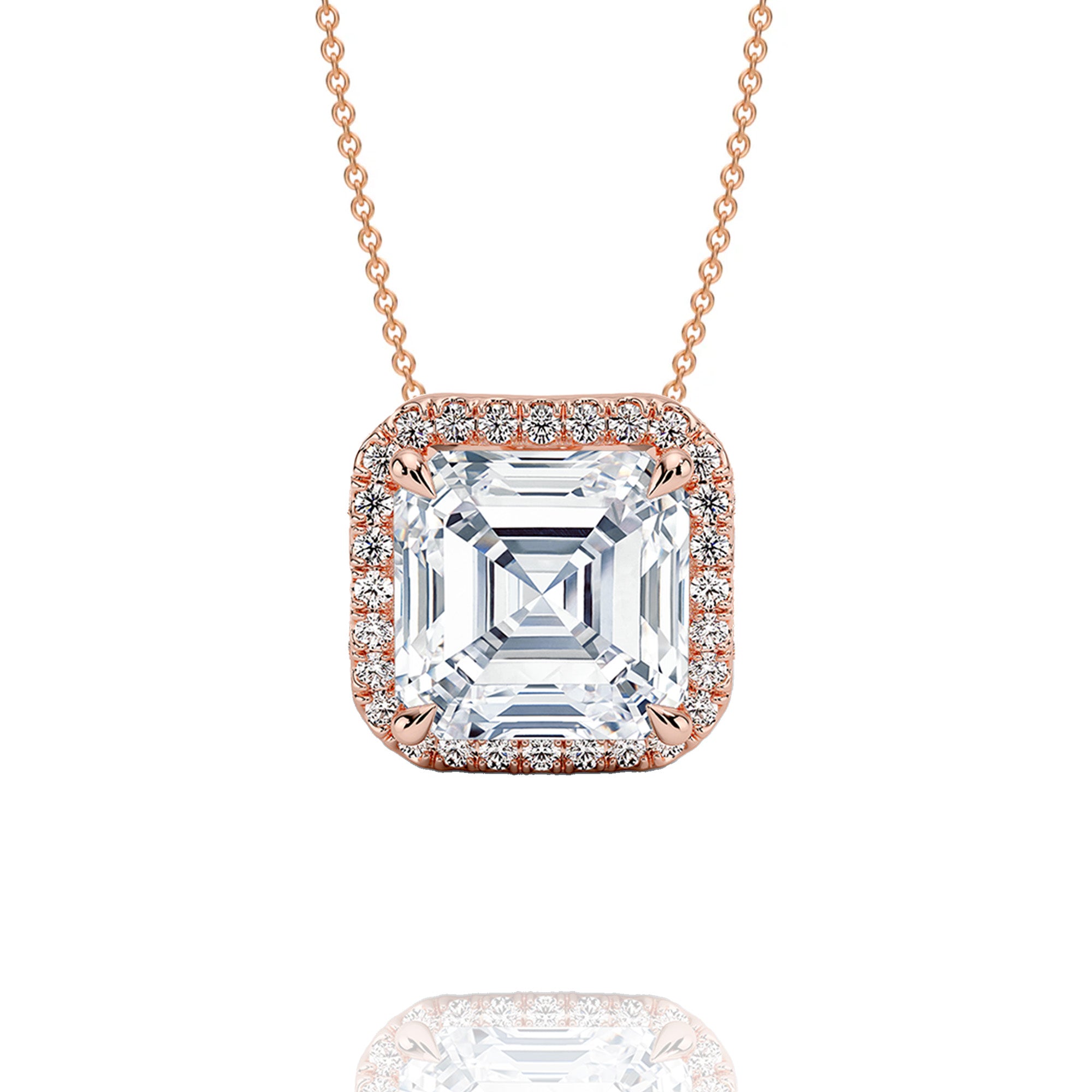 Classic Asher Lab Grown Solitaire Pendant with Halo