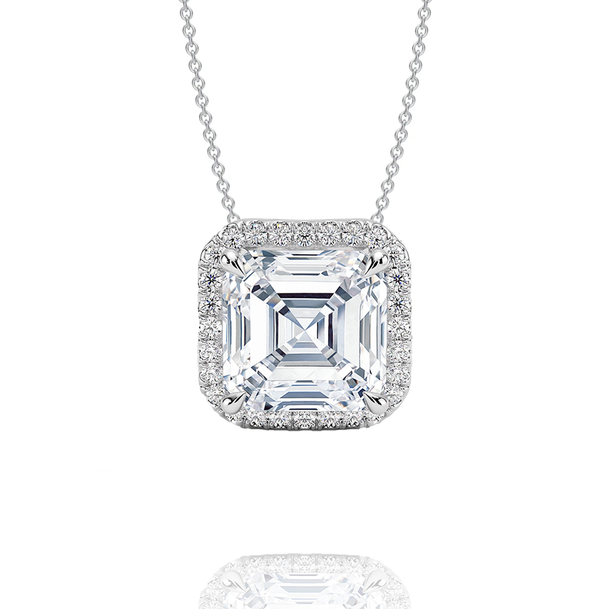 Classic Asher Lab Grown Solitaire Pendant with Halo
