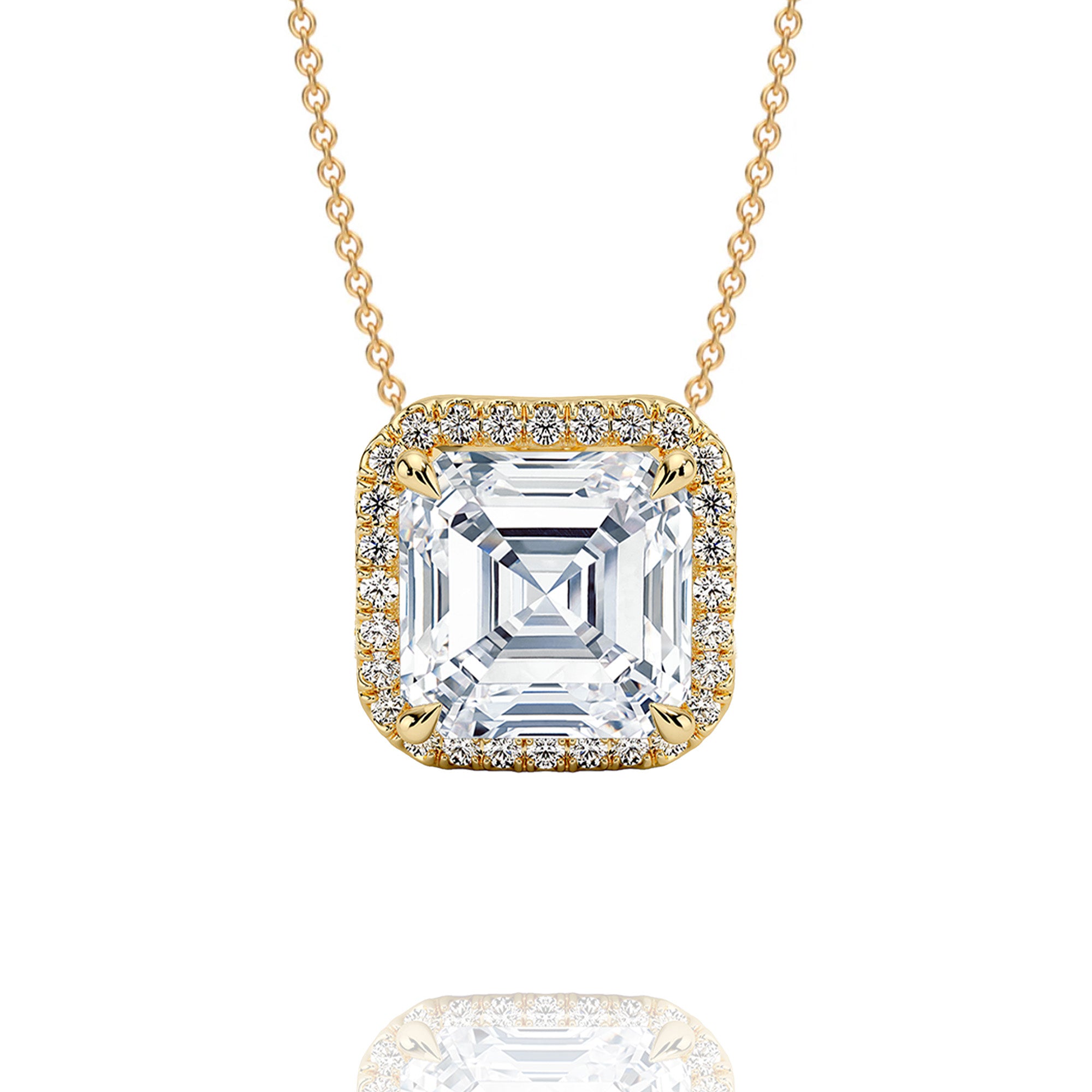 Classic Asher Lab Grown Solitaire Pendant with Halo
