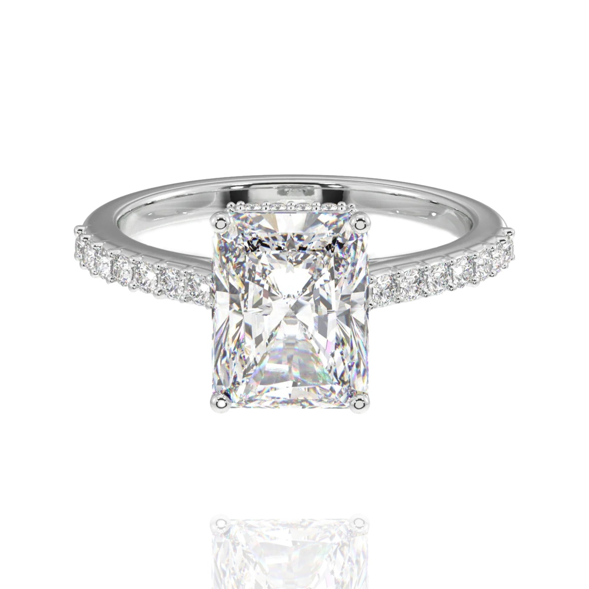 classic radiant lab grown solitaire ring