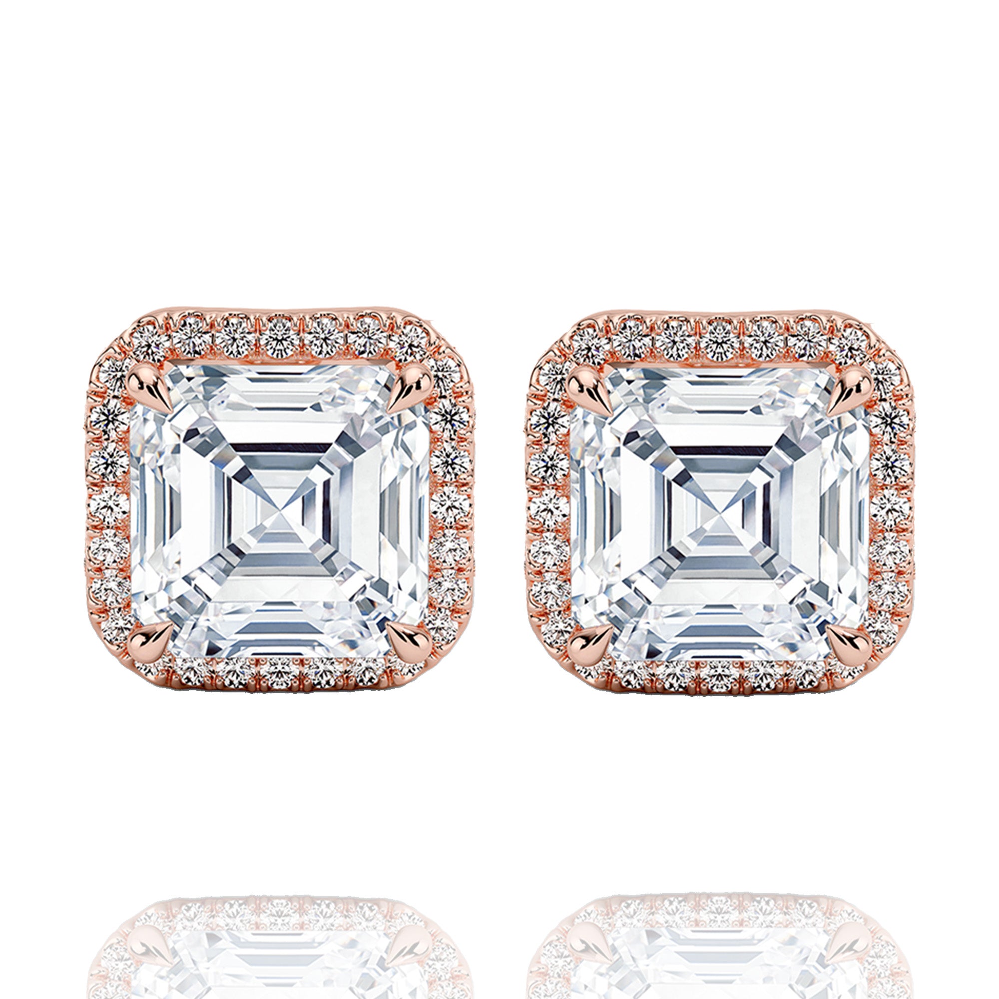 Classic Halo Asher Lab Grown Solitaire Earrings