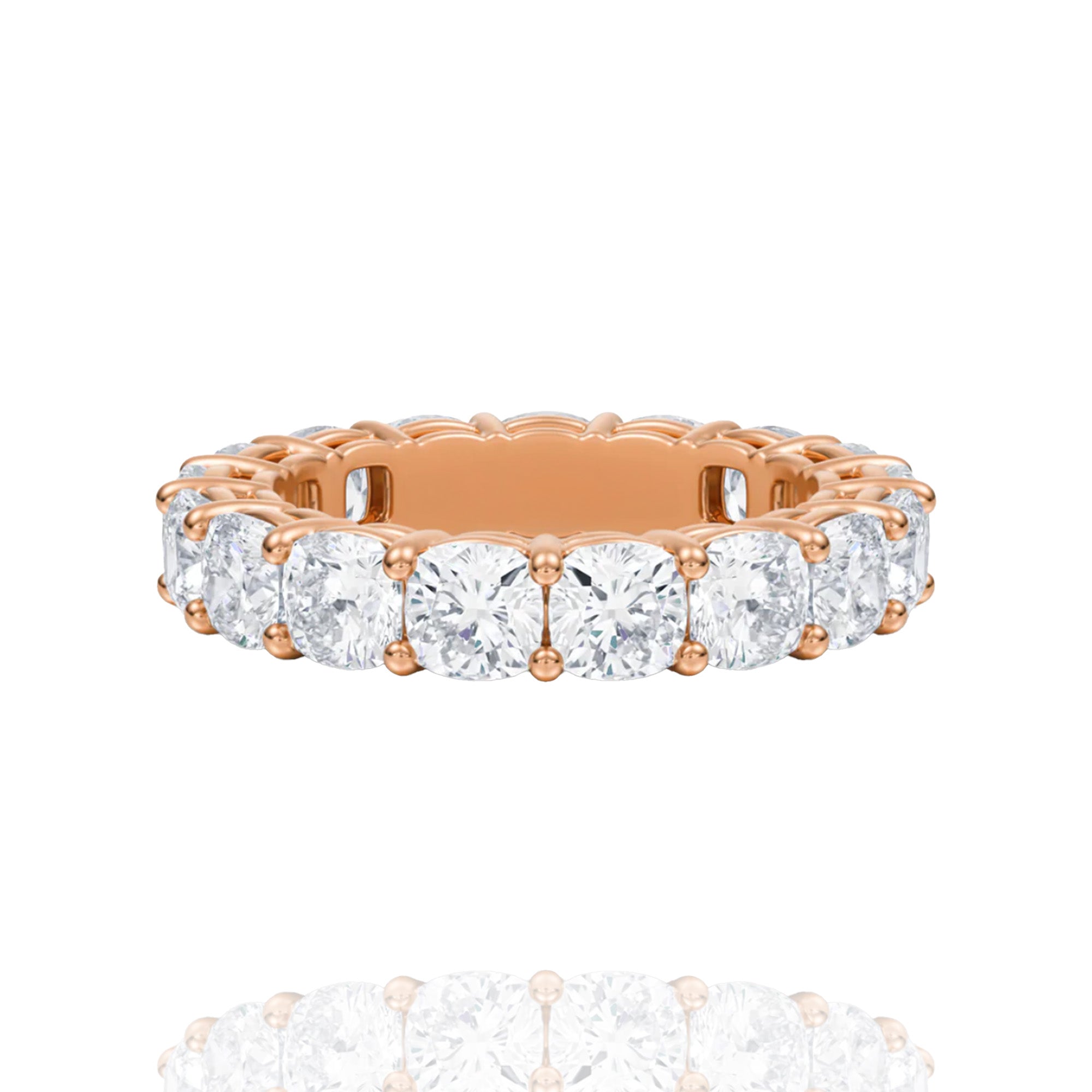 classic cushion lab grown solitaire eternity band