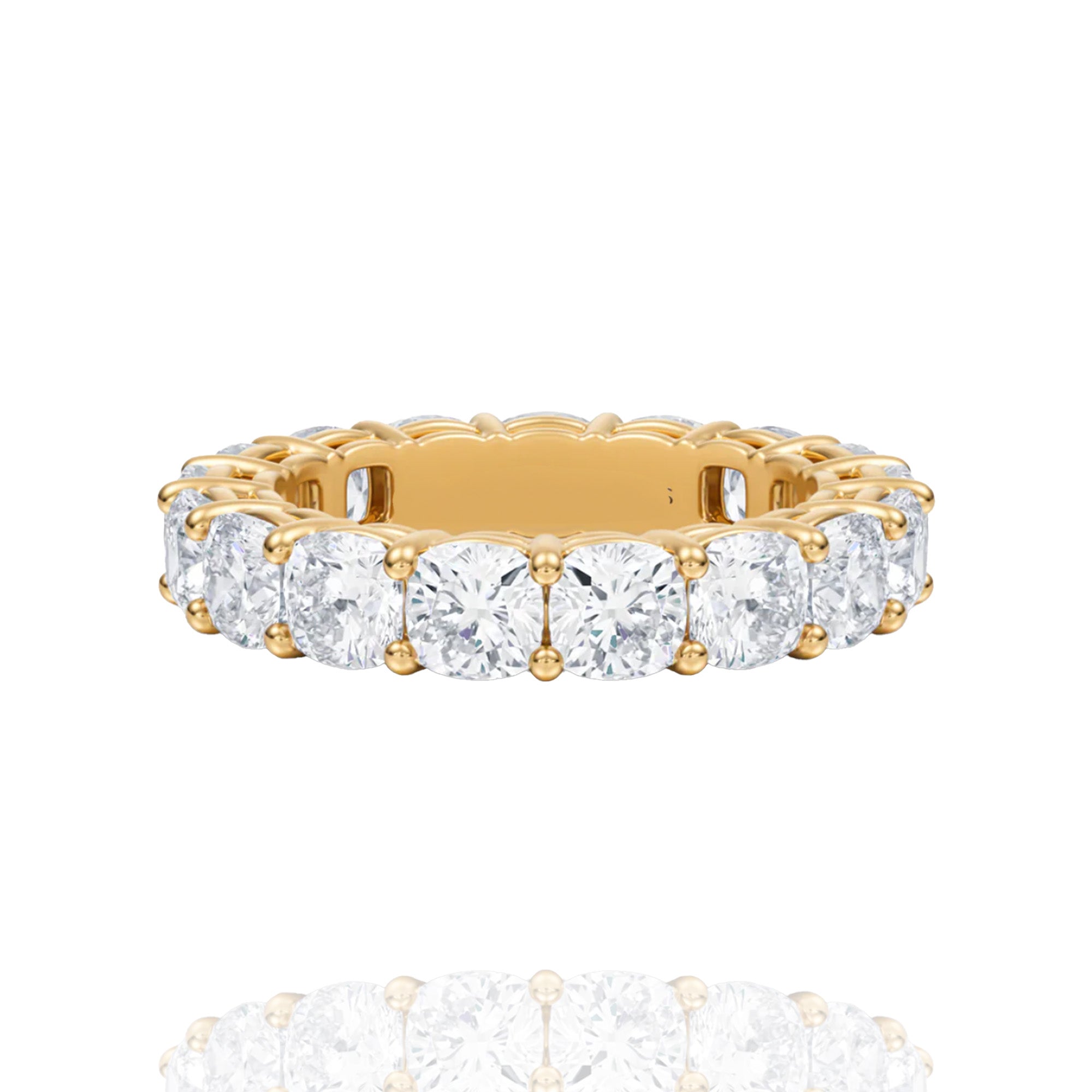 classic cushion lab grown solitaire eternity band