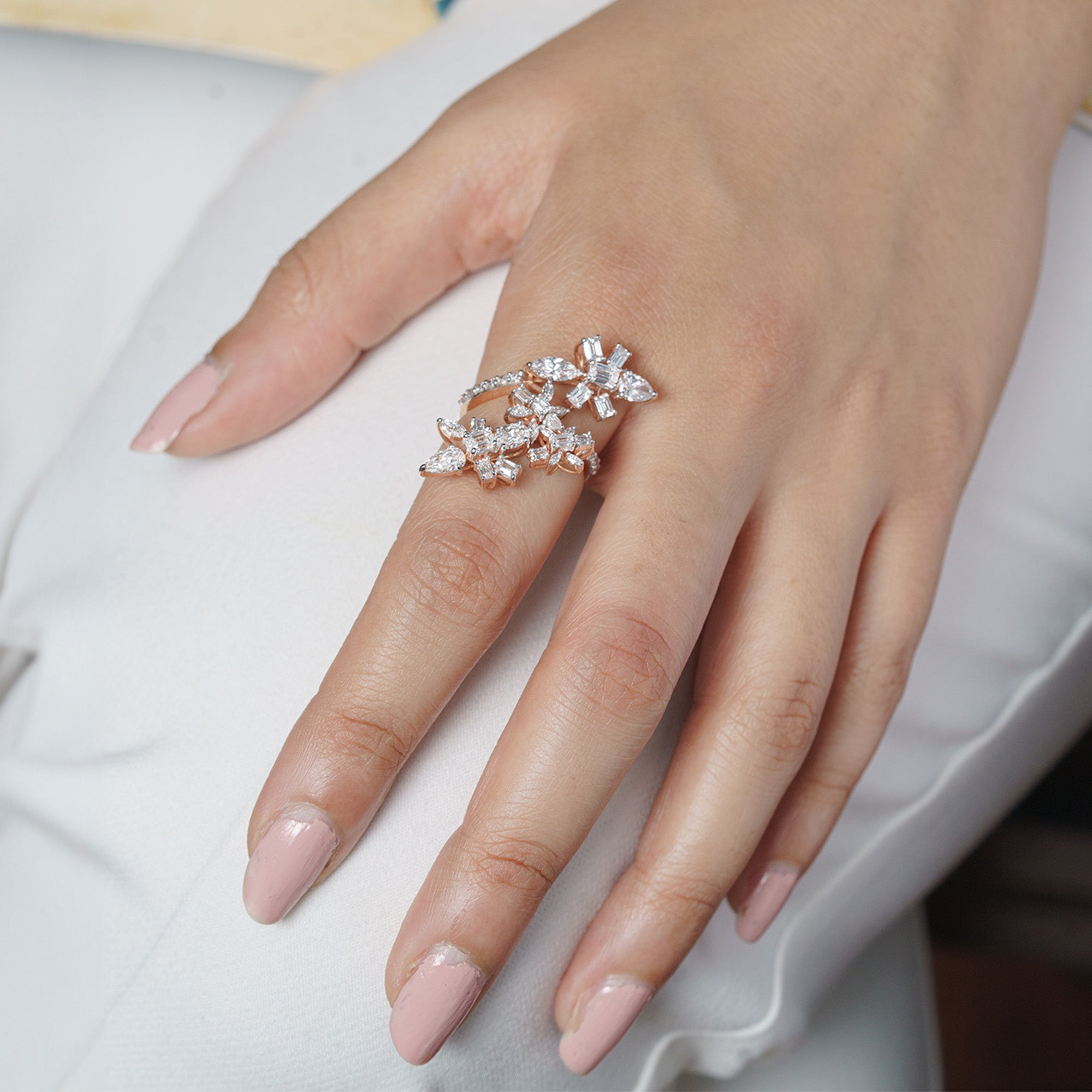 Statement Edna Floral Lab Diamond Ring