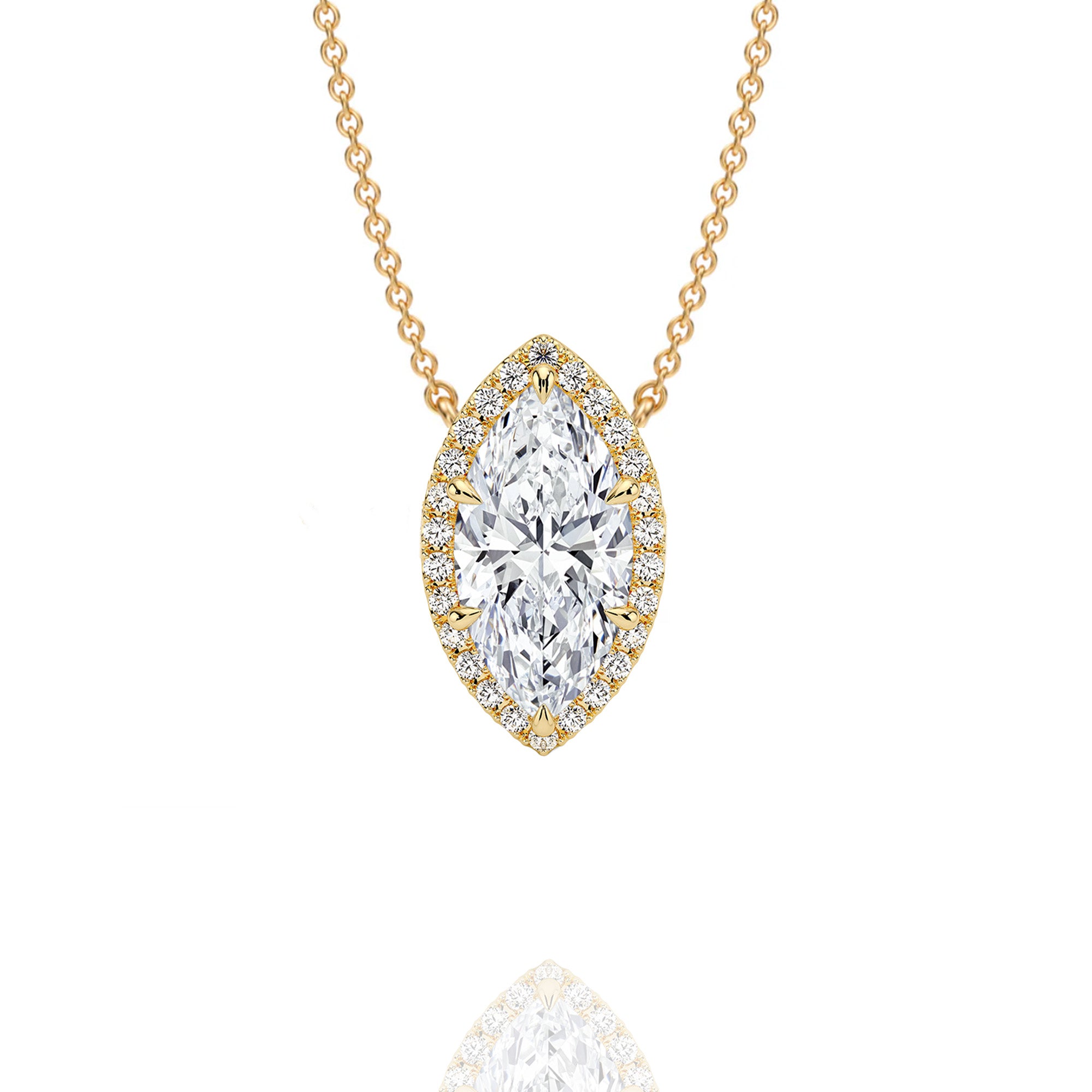 Classic Marquise Lab Grown Pendant with Halo