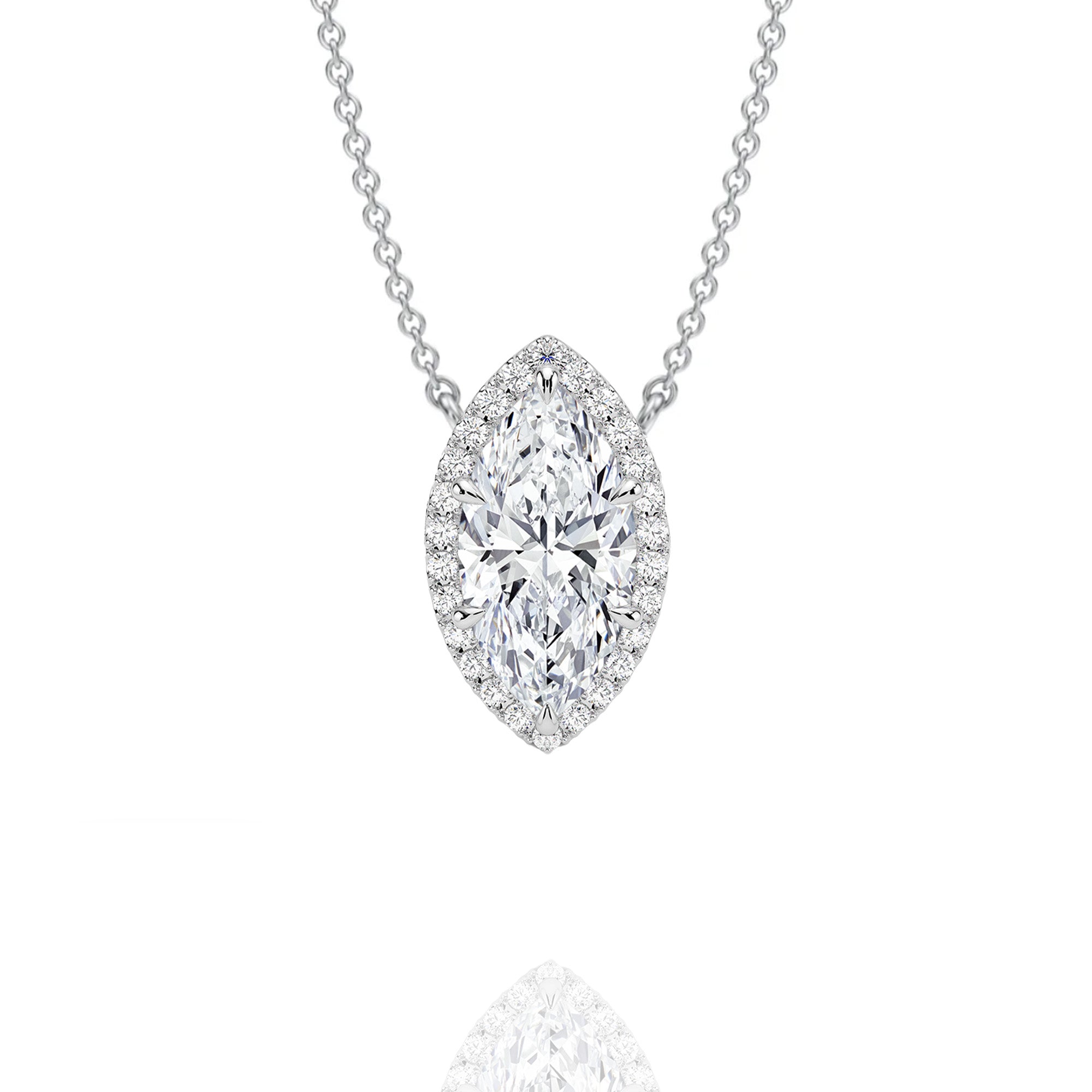 Classic Marquise Lab Grown Pendant with Halo