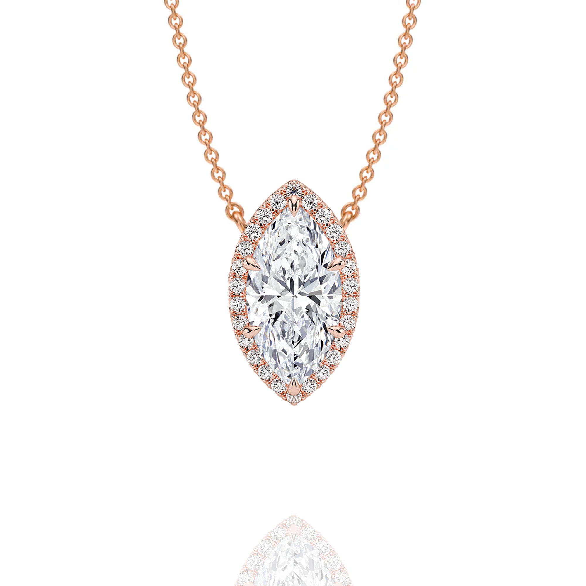 Classic Marquise Lab Grown Pendant with Halo
