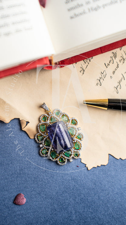 Gillian Tanzanite and Emerald Pendant