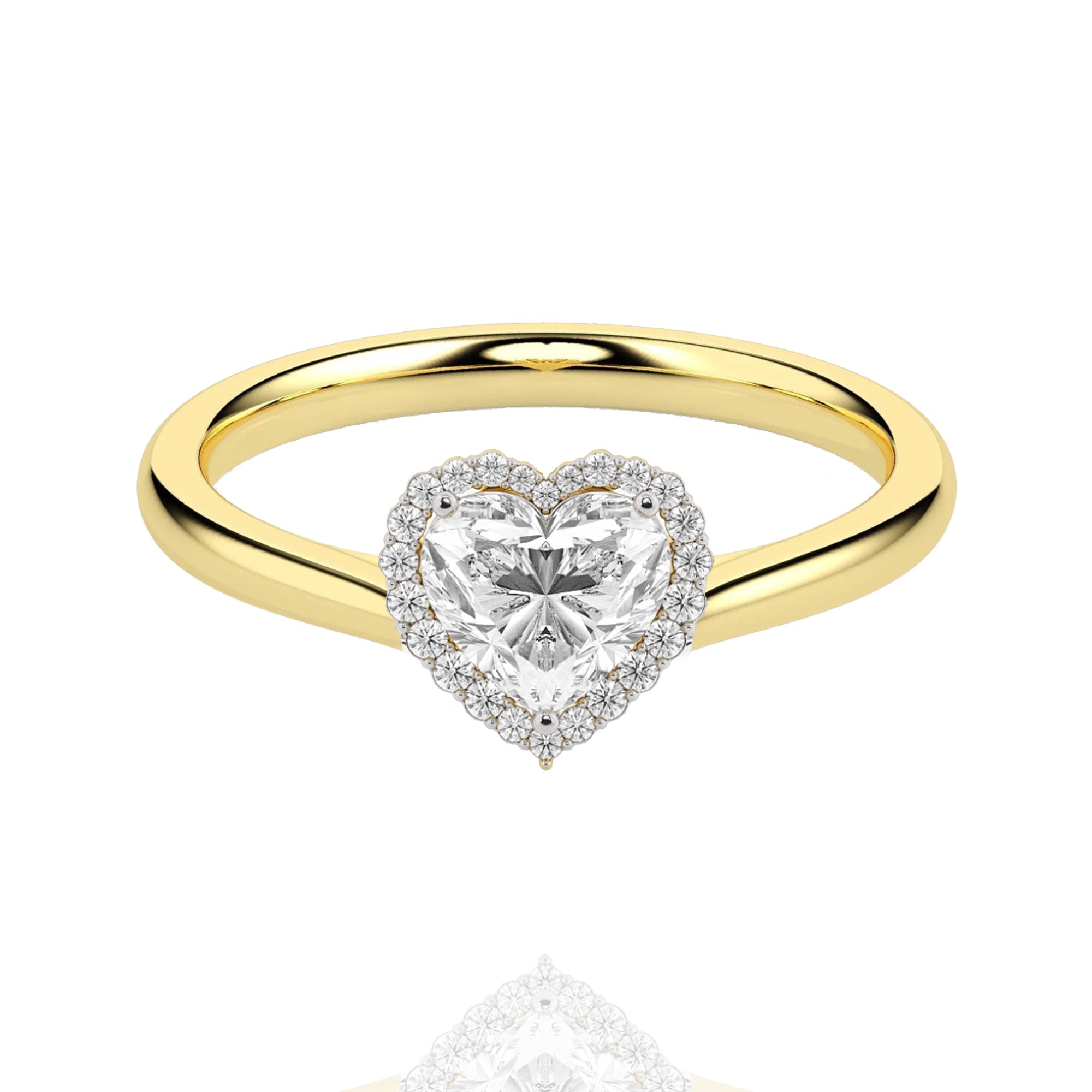 classic halo Heart lab grown solitaire Rings