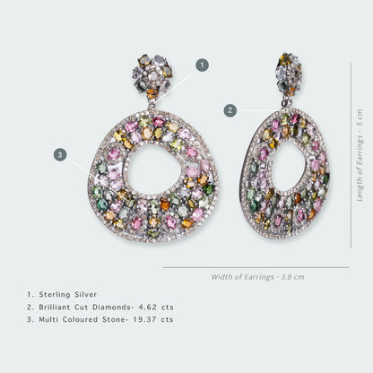Faye Drizzle Diamond and Multi Sapphire Earrings