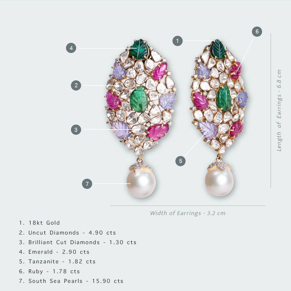 Abelia Colourful Uncut Diamond Earrings