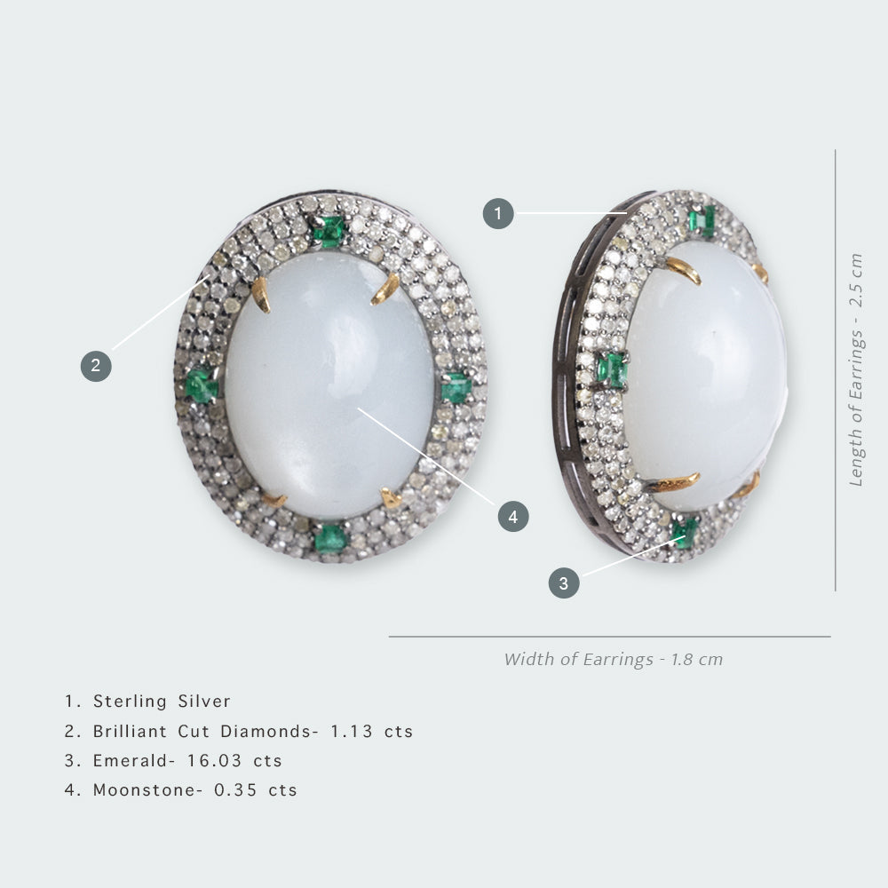 Inara Moonstone and Emerald  Earrings